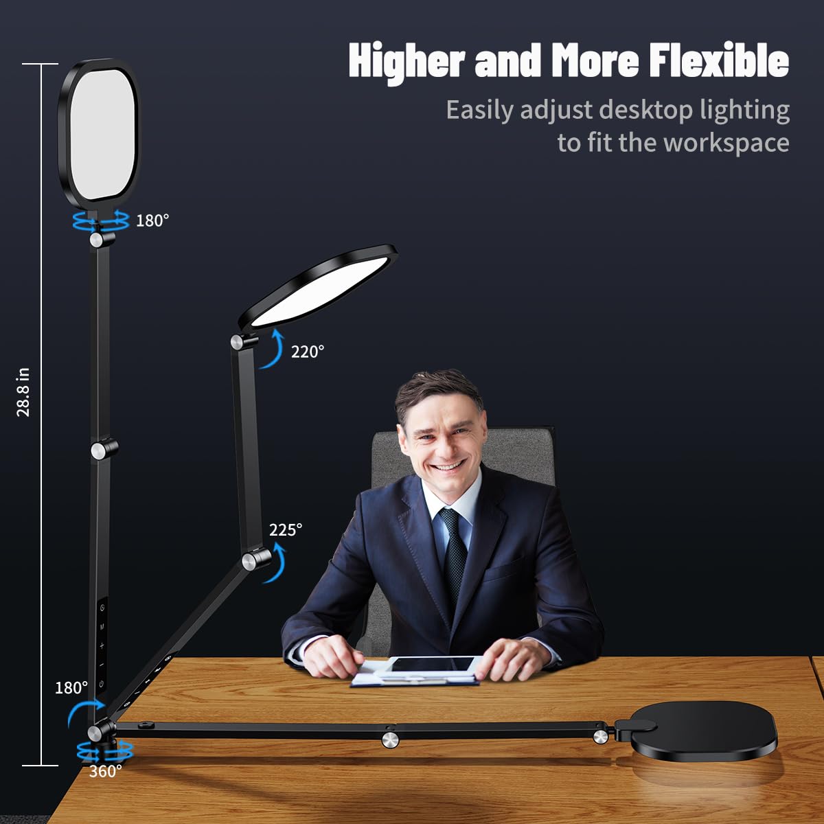 2Pack Video Conference Lighting, Zoom Lighting for Computer with Clamp, 30 Light Modes, Eye Caring Swing Arm Desk Light with Memory & Timing Func for Home Office, Video Call, Video Conferencing