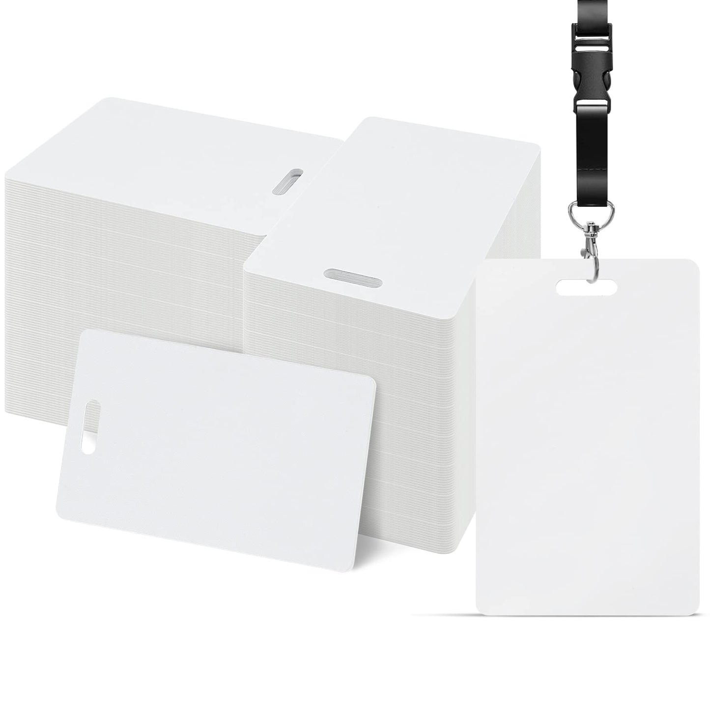 Uzant Pack of 500 White PVC Cards with Vertical Slot Punch on Short Side, CR80 30 mil Standard Credit Card Size, Plastic Blank Cards for Business Office Custom ID Badges, ID Cards, Hall Passes, Crafts