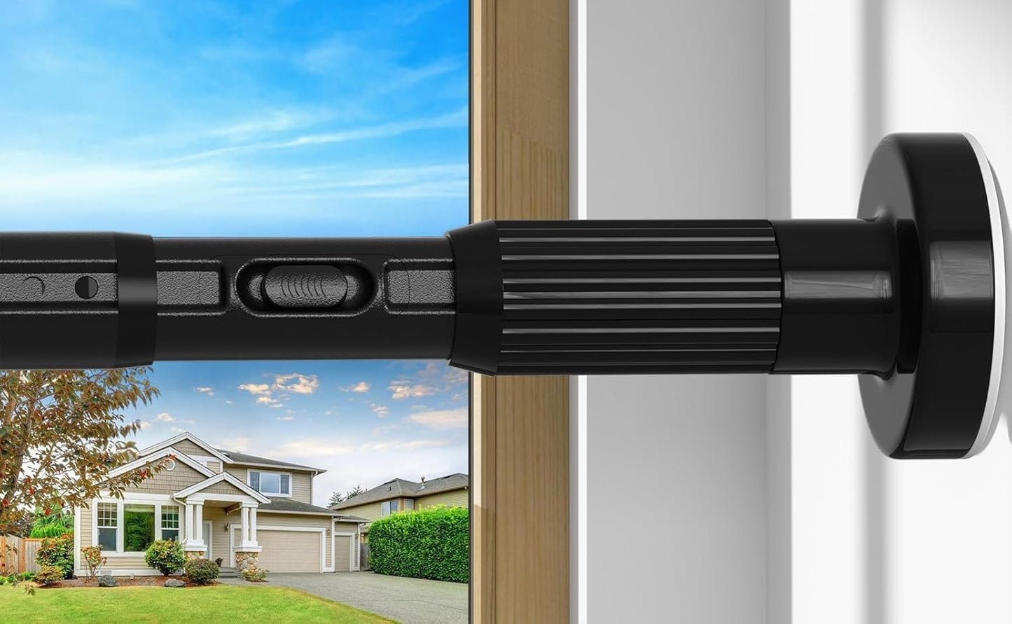 ZipGlo Black Tension Curtain Rod 41-126 In(4-10Ft), Extra Long Outdoor Curtain Rod No Drilling for Window or Bathroom Patio, Adjustable Heavy Duty Shower Rod,Rod Diameter 1.26In (2Pack)