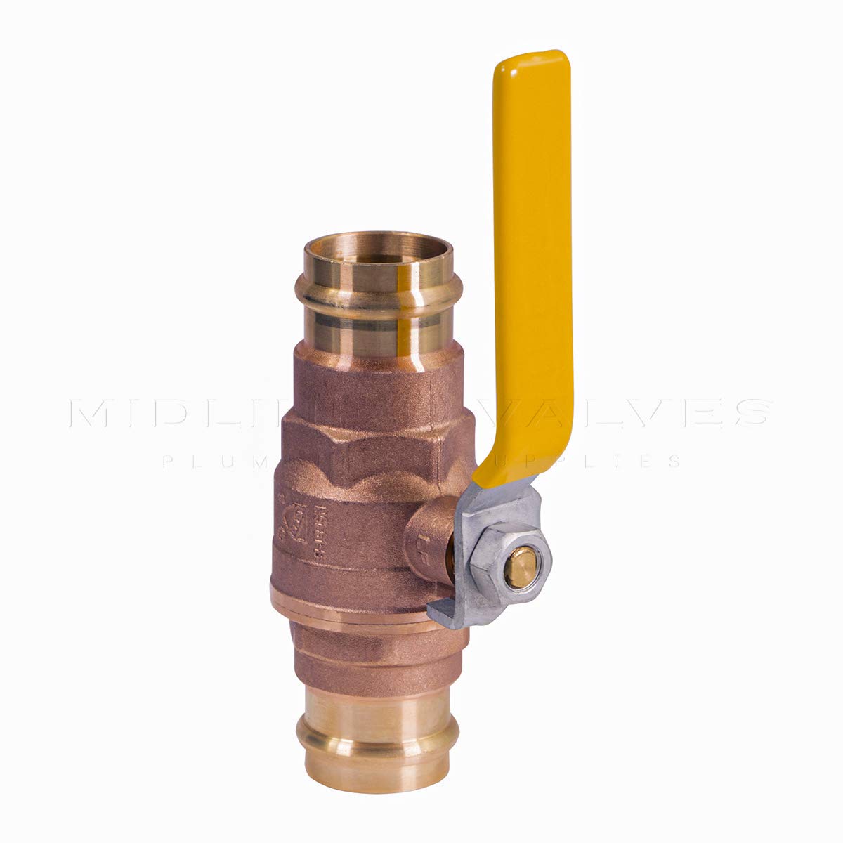 Midline Valve 532VLV012 Double-O-Ring Press Ball Valve, with 1/2 in. Connections, Full Port, Water Shutoff, Brass (Pack of 5)