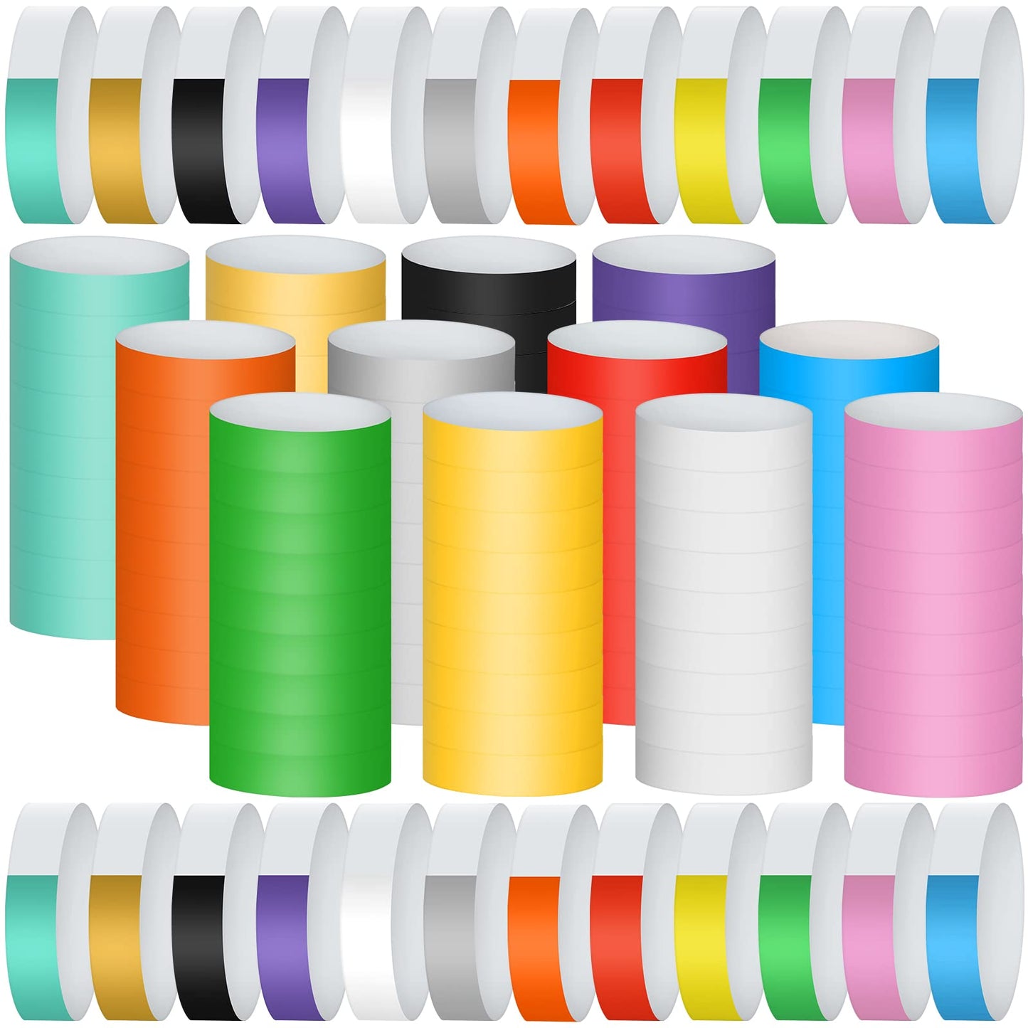 5040 Counts Paper Wristbands for Events Colored Wrist Bands Bulk Neon Paper Bracelets 12 Colors Waterproof Lightweight Adhesive Armbands for Party Music Festivals Concerts