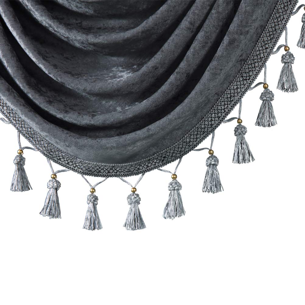 ELKCA Grey Chenille Window Curtains Valance for Living Room Curtain Waterfall Valance for Bedroom (W79 Inch, 1 Panel)