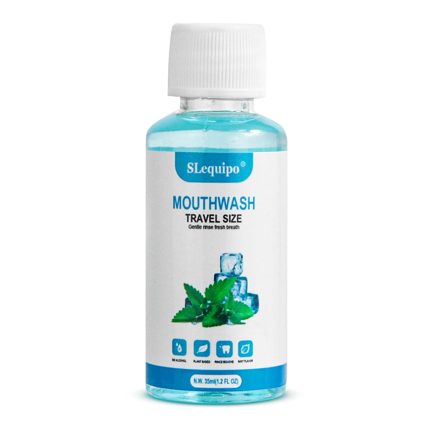 SLequipo 100 Travel Size Mouthwash Bulk Mini Mouthwash, Fresh Mint Portable Mouthwash Individual 1.2oz/35ml Mouthwash Bottles for Travel Toiletry Kits, Blue