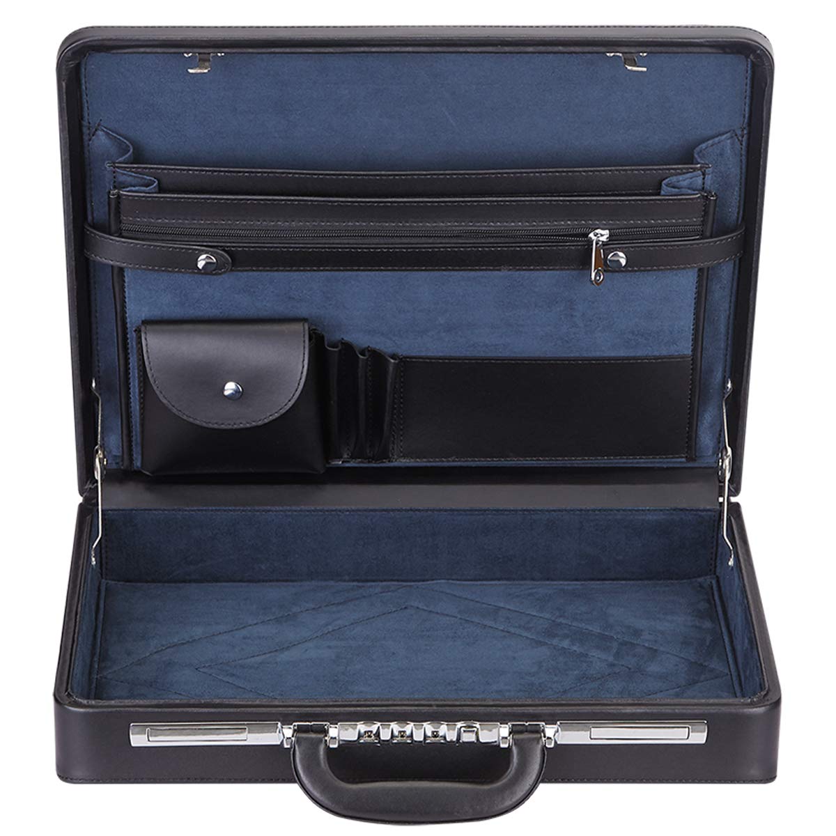 YUEMAI Hard Attache Briefcases for Men & Women/Bonded Leather Slim Hard-Sided Laptop Cases with Combination Locks - Black