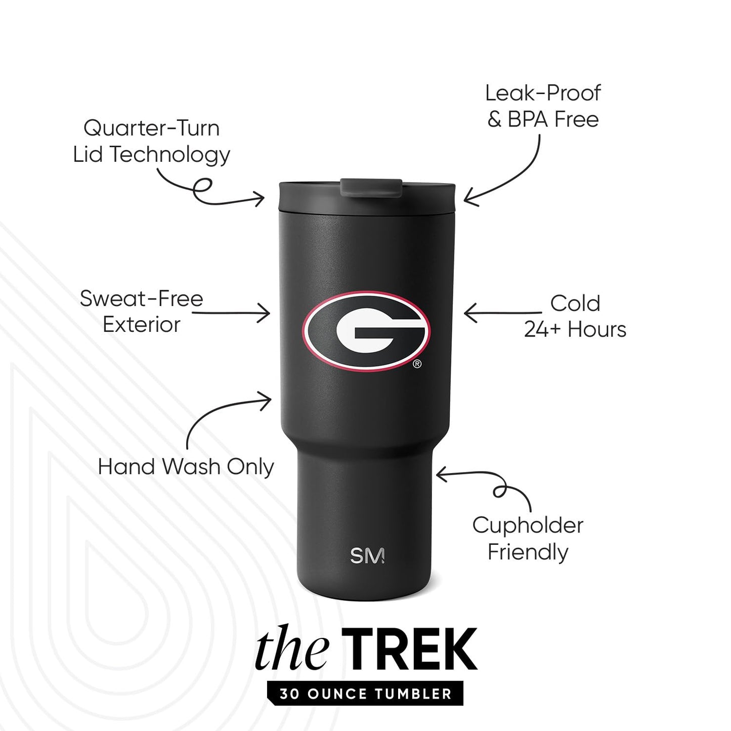 Simple Modern Officially Licensed Collegiate Georgia Bulldogs 30 oz Tumbler with Flip Lid and Straws | Insulated Cup Stainless Steel | Gifts for Men Women | Trek Collection | University of Georgia