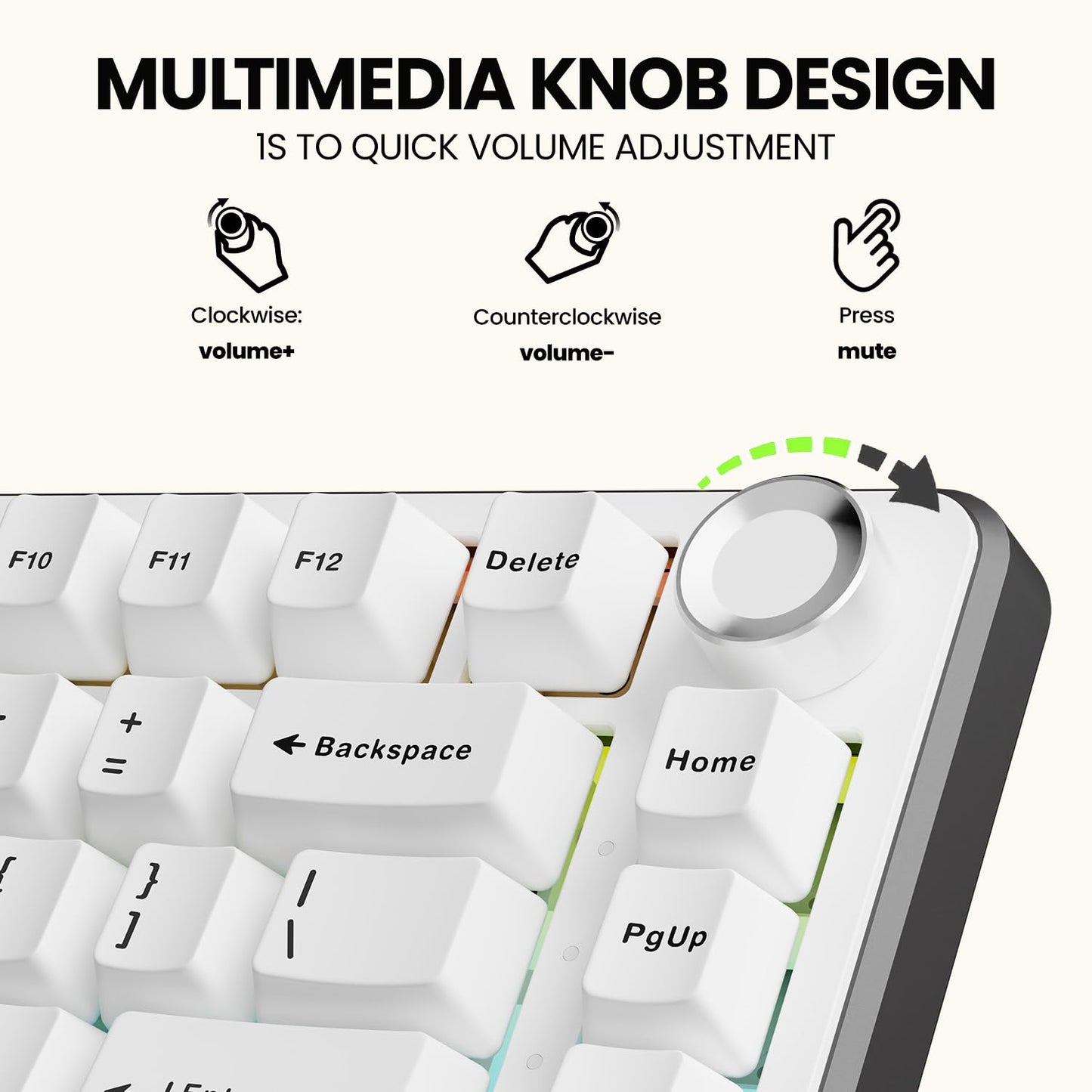 SEUNKWANG EWEADN GS75 Wireless Mechanical Keyboard ASMR, 75% Gaming Keyboard Gasket Hot Swappable Custom Keyboards with RGB, Knob, PBT Keycaps BT5.0/2.4G/USB-C Creamy Keyboards White