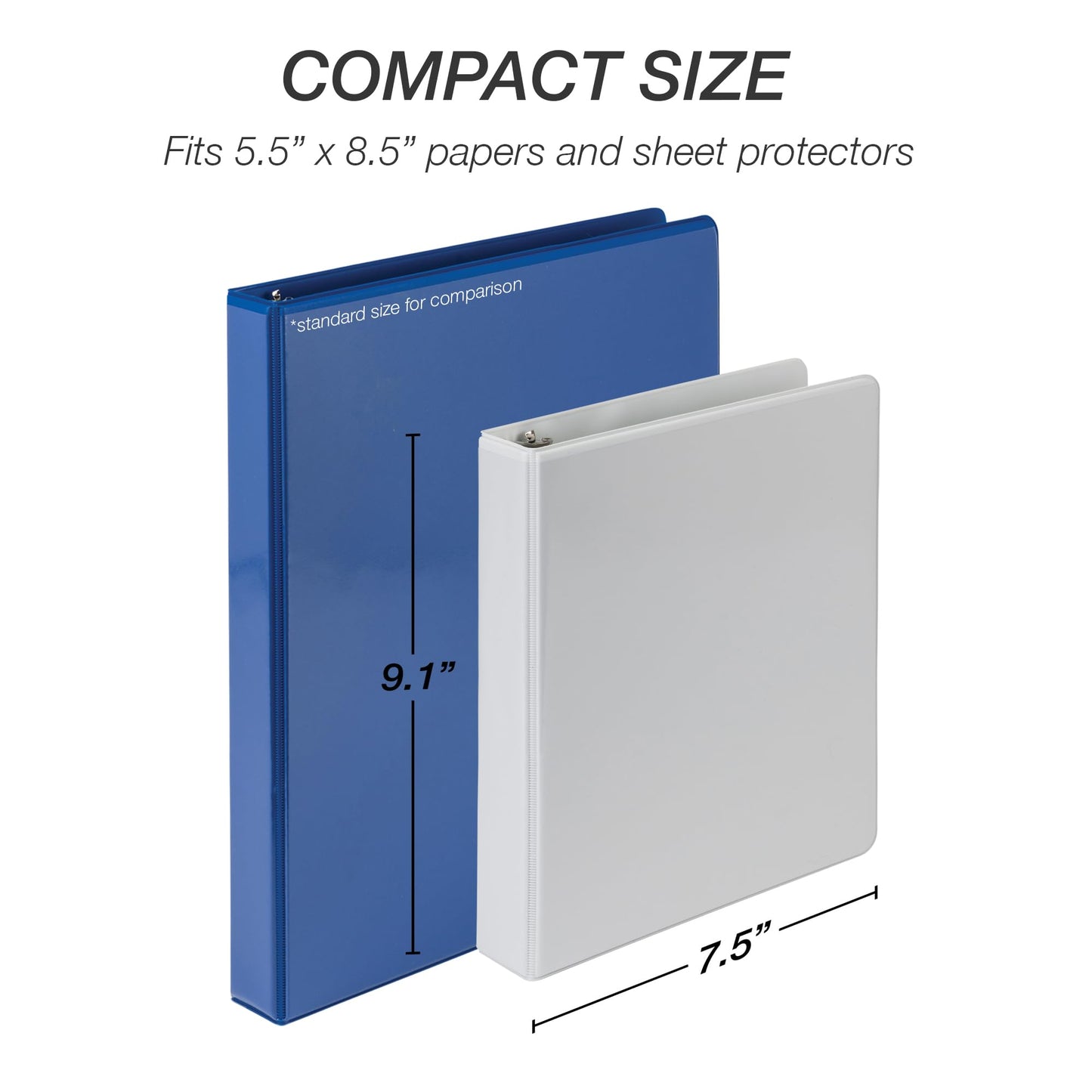 Samsill Economy 1 Inch Mini 3 Ring Binder, Round Ring Binder, Holds 5.5 x 8.5 Inch Documents, Customizable Cover, 1" View, 6-Pack, White