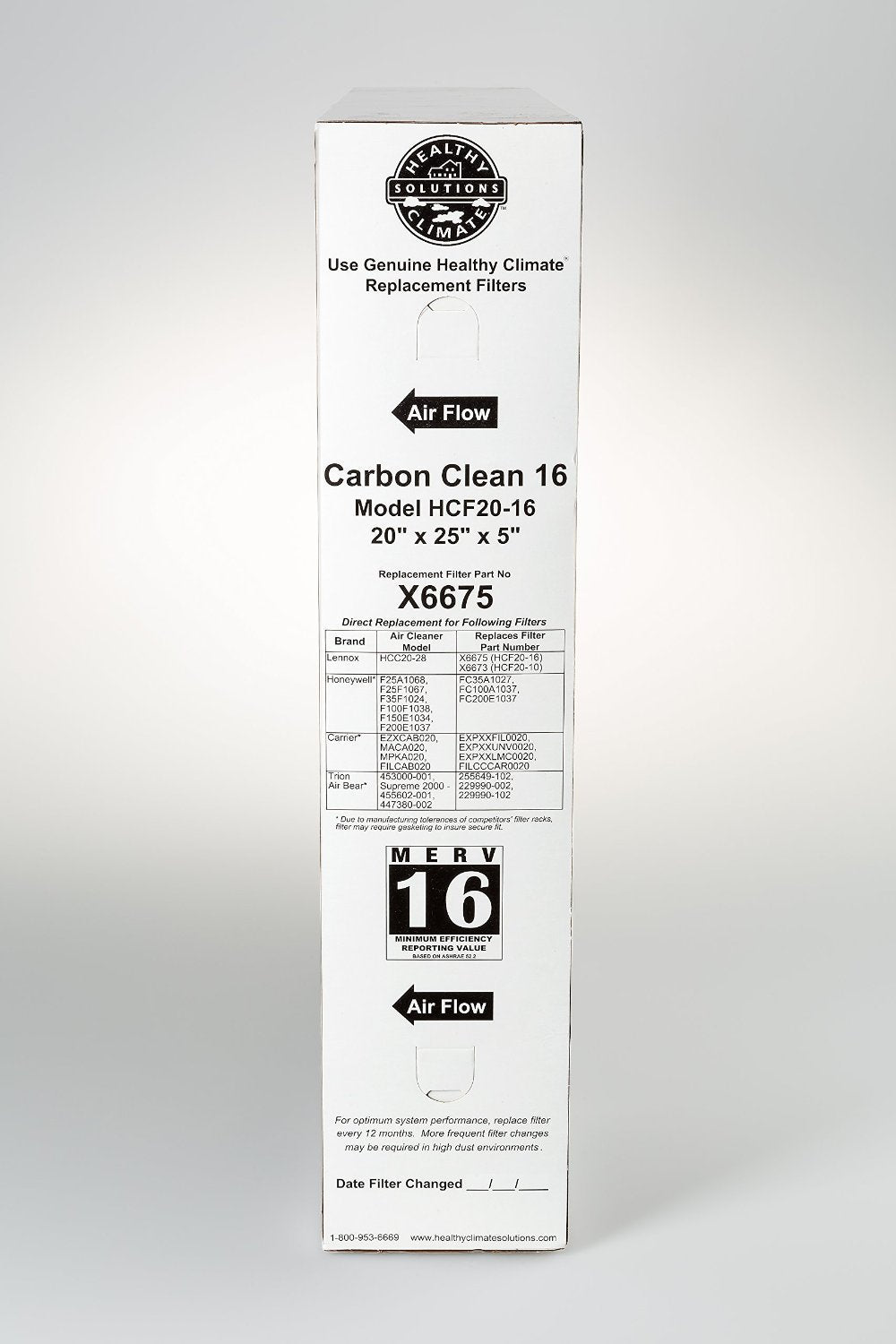 Lennox Healthy Climate X6675 Healthy Climate HCF20-16 Carbon Clean Replacement Filter, MERV16 25"x20"x 5"