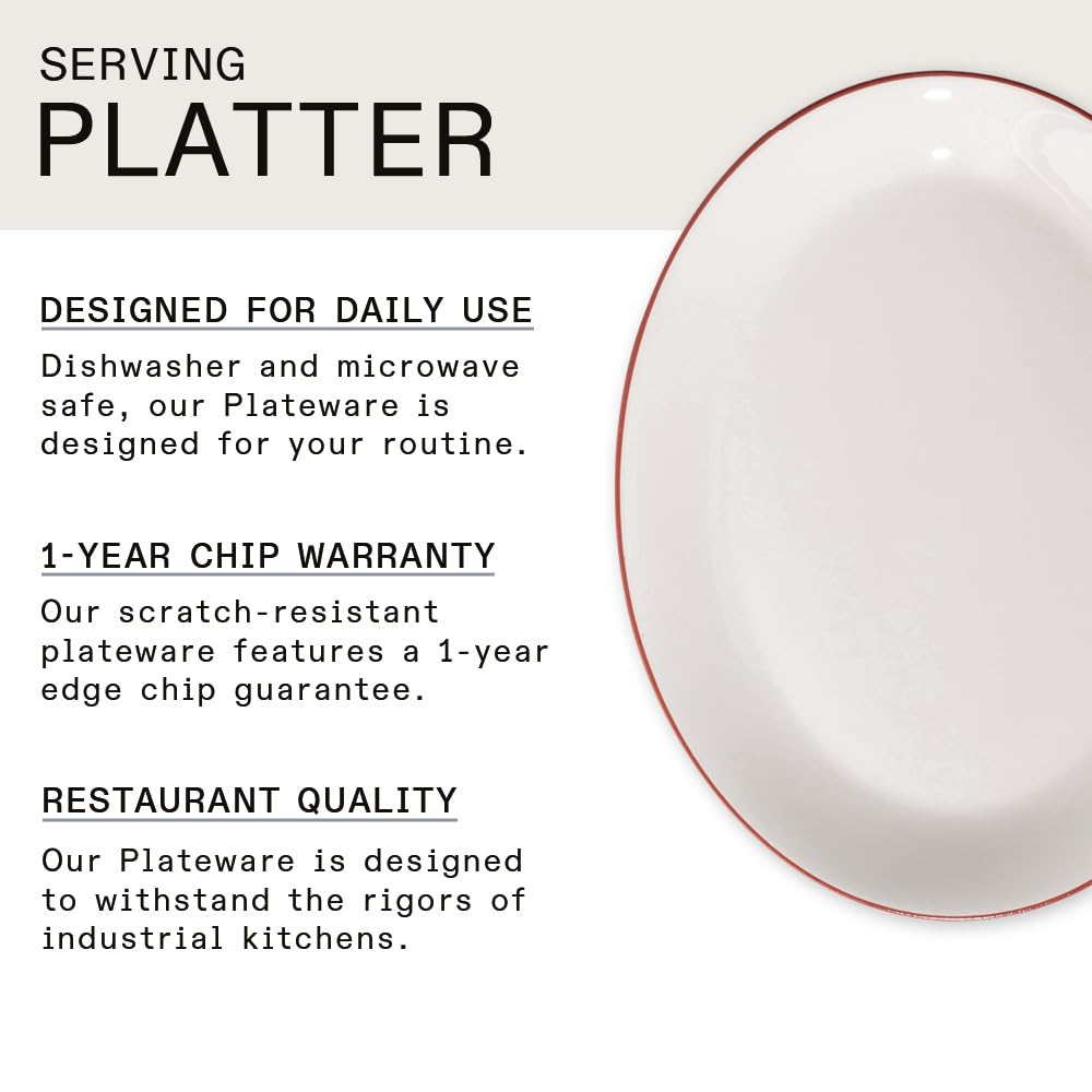 Made In Cookware - Serving Platter - White With Red Rim - Porcelain England