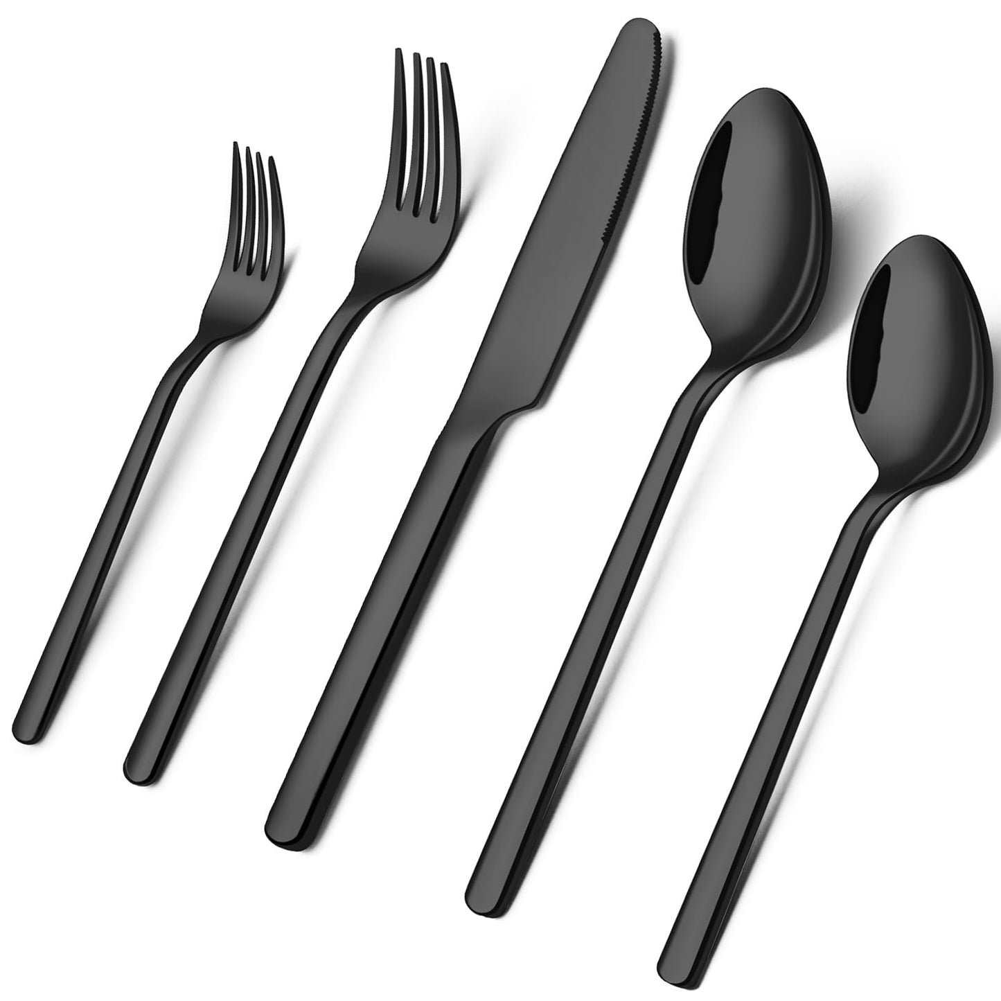 KINGSTONE Black Silverware Set, 40 Piece Flatware Set for 8, 18/10 Stainless steel Cutlery Set for Home Kitchen and Restaurant