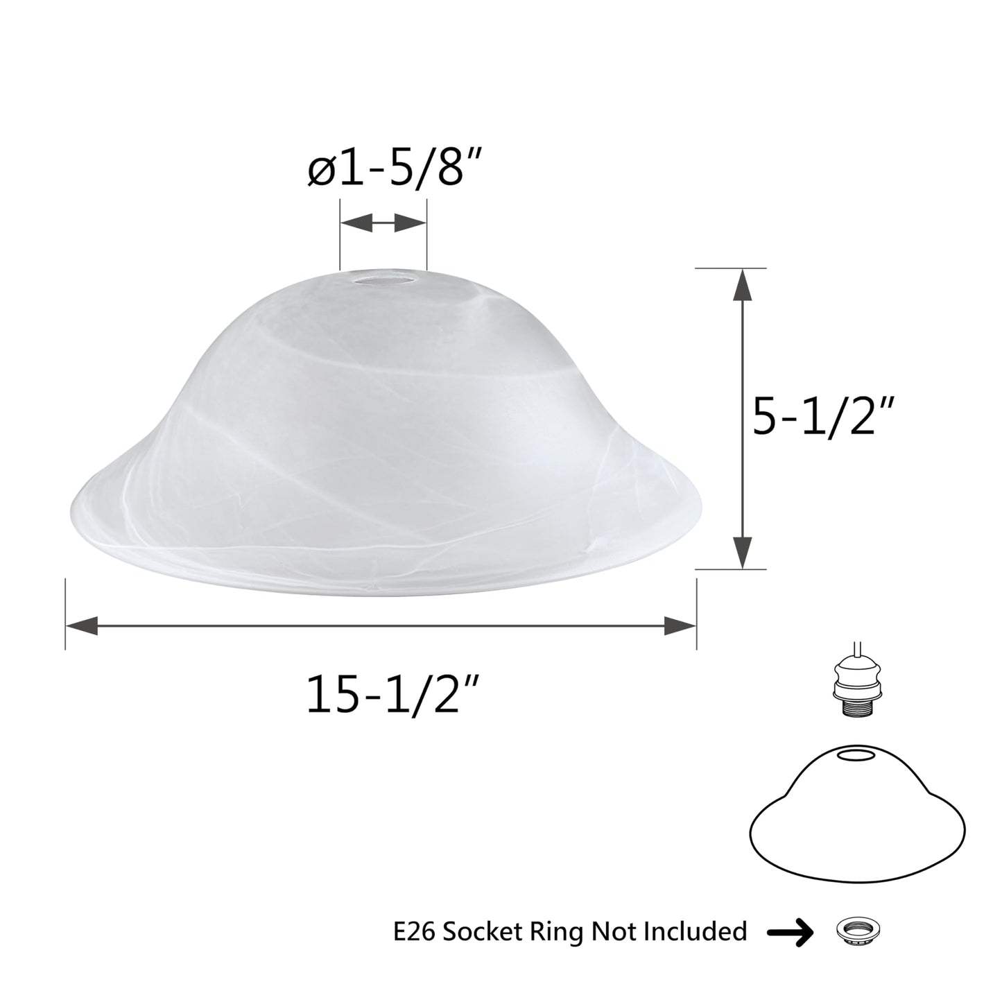 Aspen Creative 23140-11 Etched Alabaster Transitional Style Replacement Glass Shade for Medium Base Socket Torchiere Lamp, Swag Lamp and Pendant, 15-1/2" Diameter x 5-1/2" High, 1 Pack