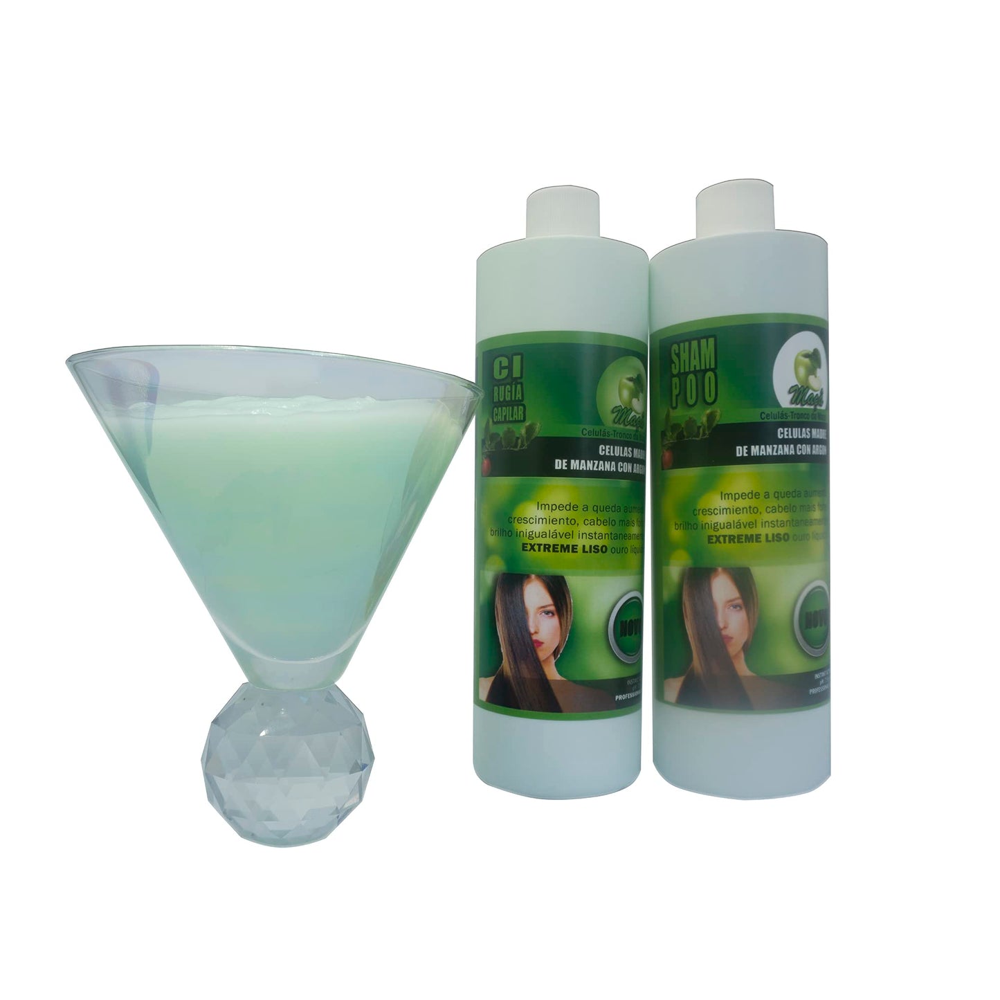 Cirugia Capilar De Celulas Madres De Manzana Con Argan (32 oz + Shampoo) Alisado Perfecto Y natural. (32oz)