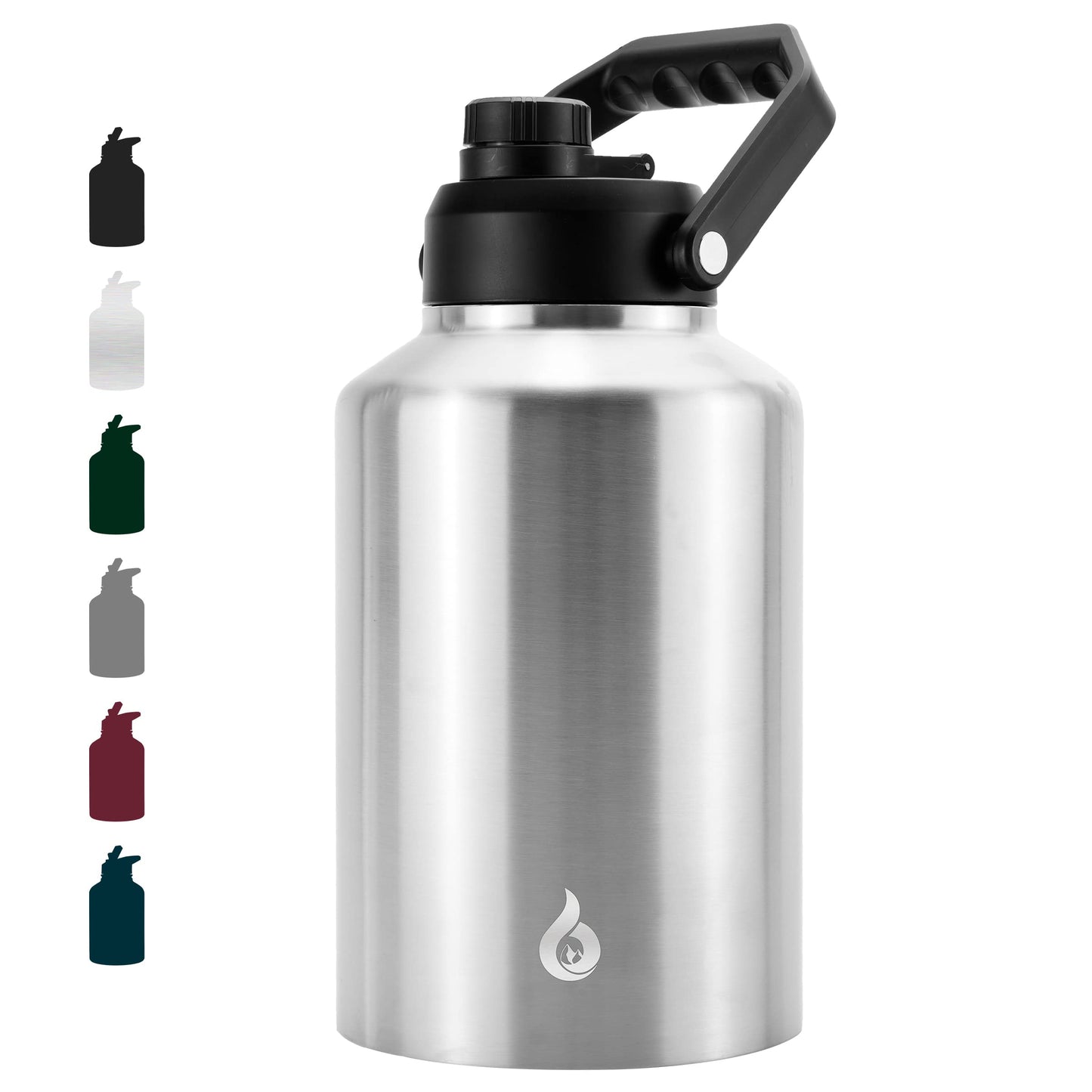 BJPKPK One Gallon(128 oz) Insulated Water Bottle, Dishwasher Safe Stainless Steel Jug, BPA Free Jug with Ergonomic Handle & Anti-slip Bottom, Large Water Bottle,Stainless Steel