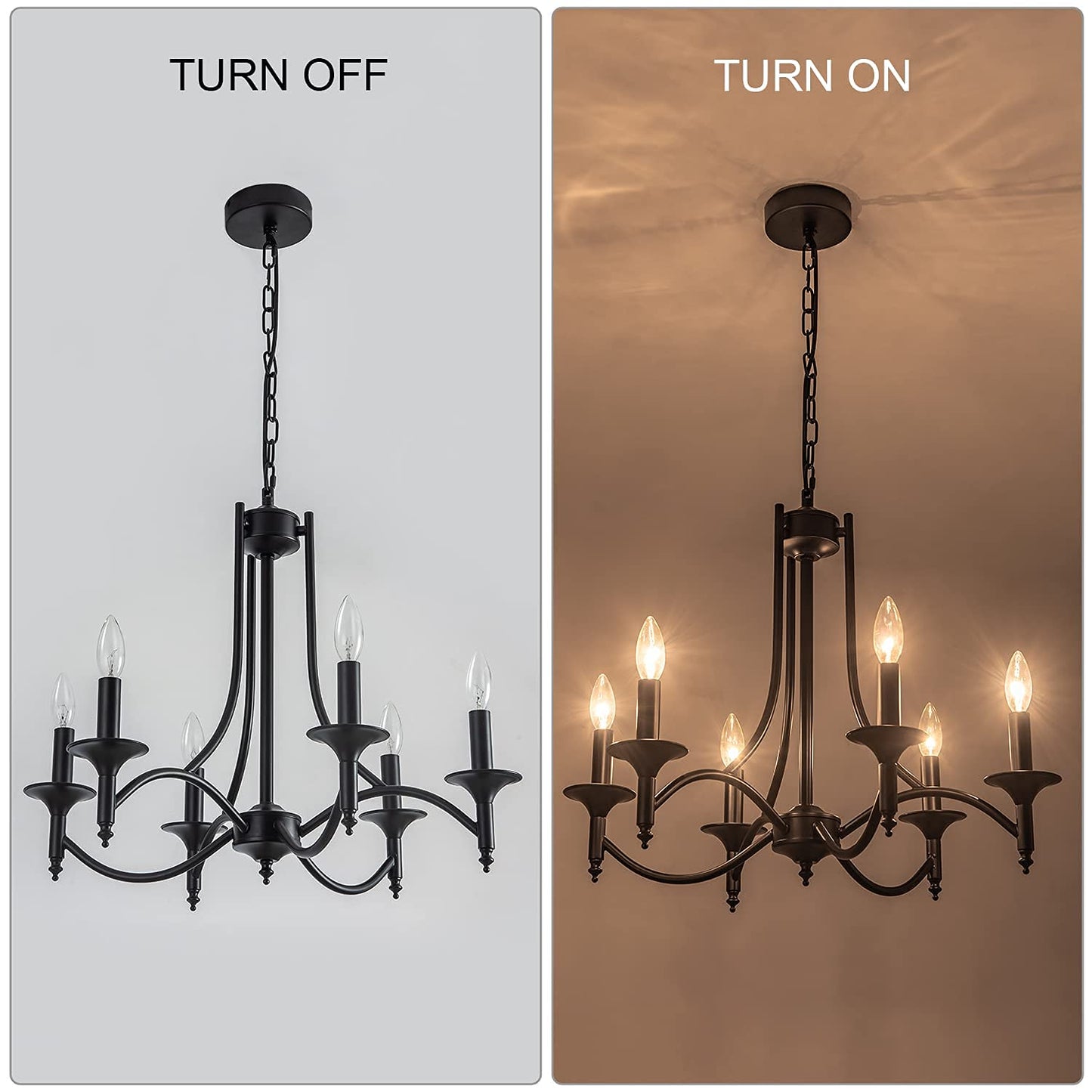 Pretoy Black Farmhouse Chandelier Iron Chandeliers for Dining Room Light Fixture 6-Light Rustic Industrial Hanging Pendant Light for Kitchen Island Foyer Living Room Bedroom