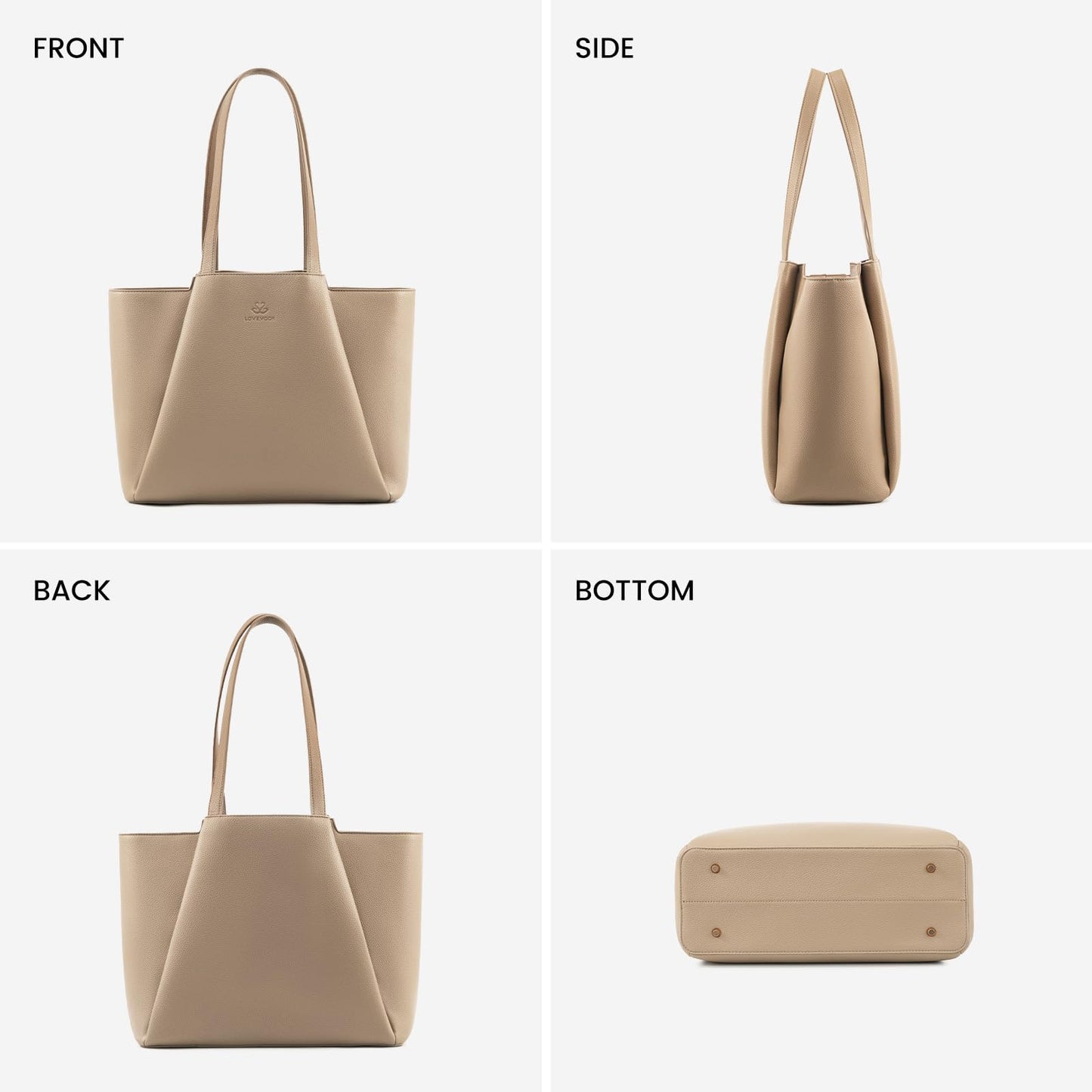 LOVEVOOK Laptop Tote Bag for Women 17 Inch Work Bag Leather Laptop Bag with Clutch, Large Capacity Office Purse Computer Briefcase Shoulder Bag for Casual Business Travel, Sandy