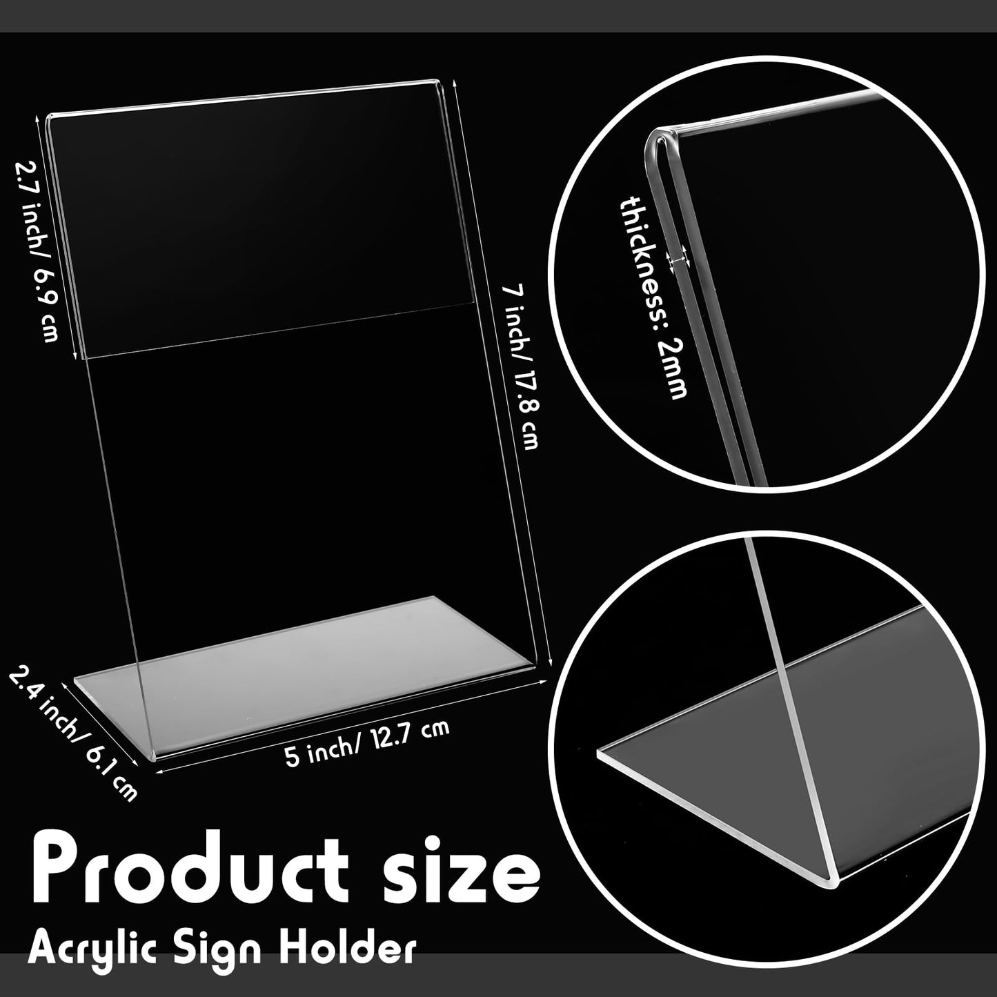 Vicenpal 5 x 7 Inch Acrylic Sign Holder Acrylic Picture Frames Plastic Picture Flyer Holder l Shaped Photo Frames Self Standing Desktop Table Signs for Office, Store, Restaurant, Horizontal(40 Pcs)