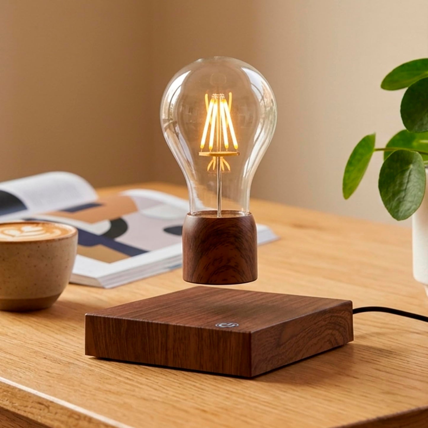 exekoml Magnetic Levitating Floating Wireless LED Light Bulb Desk Lamp for Unique Gifts, Room Night Light, Home Office Decor Tech Toys