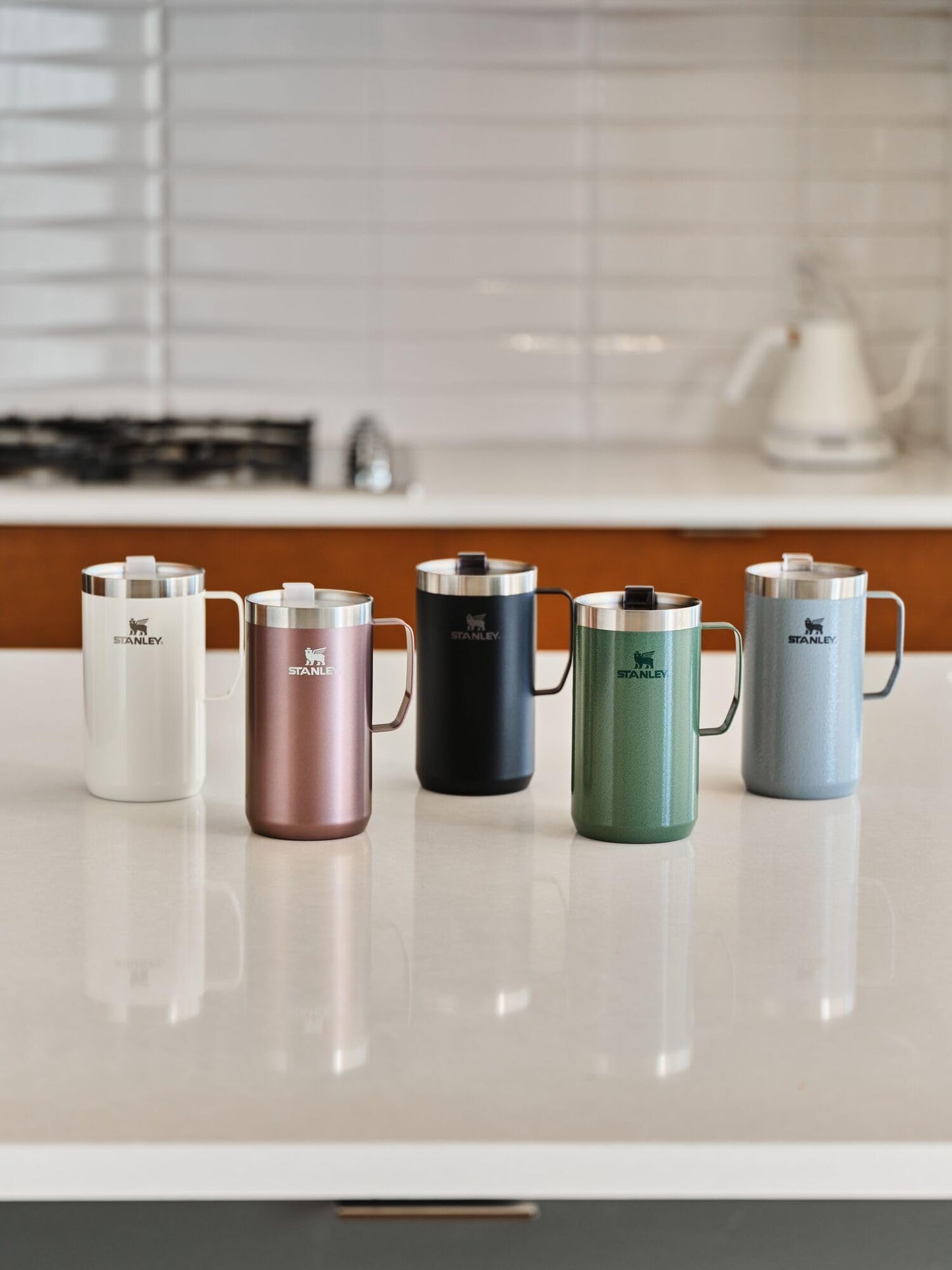 STANLEY Stay-Hot Camp Mug 24 oz | Press Fit Drink Through Lid | Cup for Coffee, Tea and Drinks | Insulated Stainless Steel Coffee Mug | BPA-Free | Hammertone Green