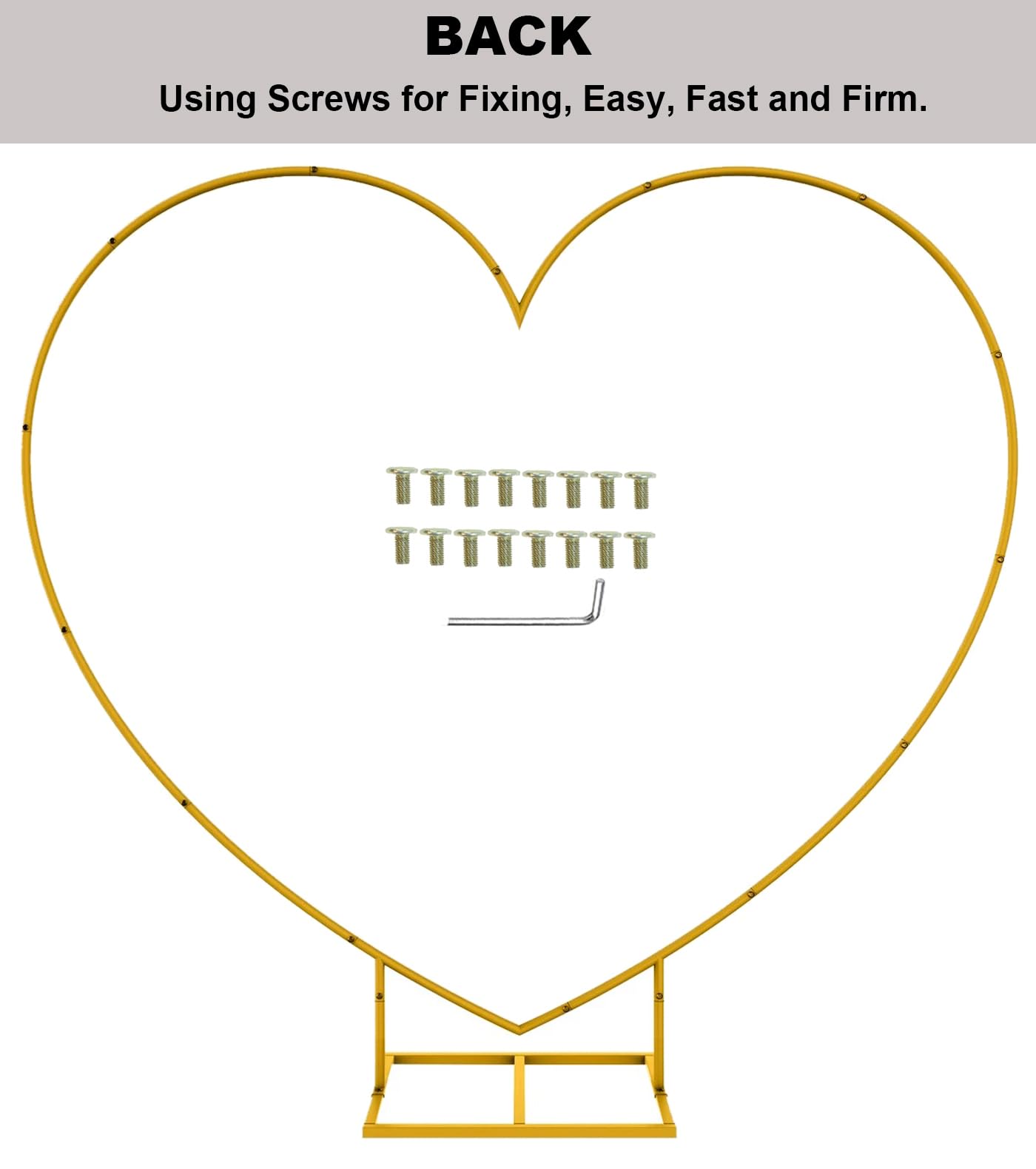 LANGXUN Large Size Metal Balloon Arch Kit, Wedding Heart Arch Stand, Love Balloon Column Arch Frame for Wedding, Bridal, Valentine's Day, Engagement and Birthday Party Supplies (Gold)