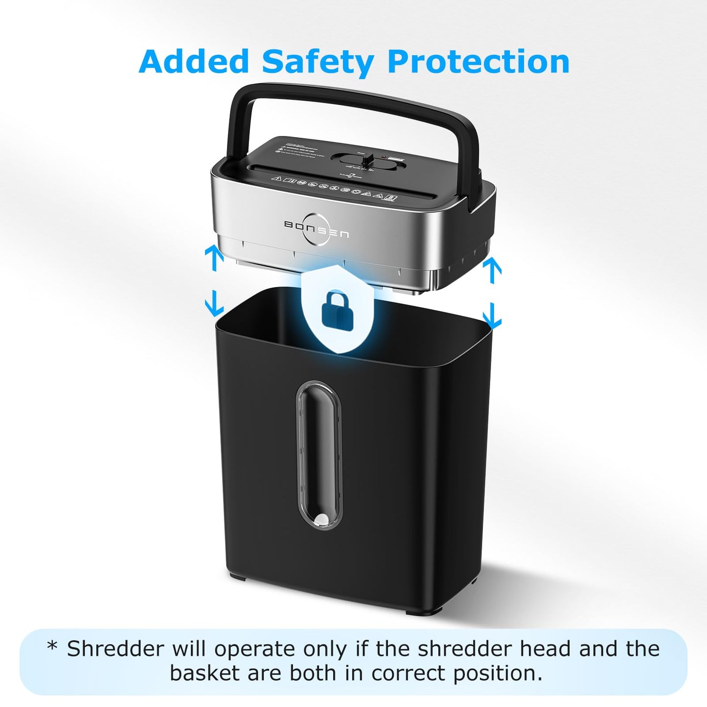 BONSEN Shredder for Home Office, 4 Gallons 8-Sheet Cross Cut Credit Card Shredder, Small Paper Shredder for Home Use, High Security Level P-4, ETL Certification (S3101)