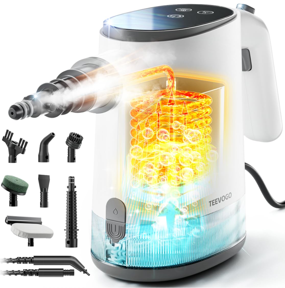 TEEVOGO Handheld Steam Cleaner, Pressurized 15s Instant Heat Steam Cleaner for Home, Upgrade 650ML Tank, Lightweight Portable Steamer for Cleaning Kitchen, Grout, Furniture, Couch, Car and Bathroom