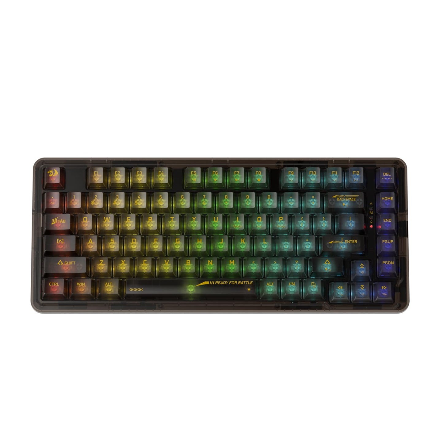 Redragon K649 PRO 78% Wireless Gasket RGB Gaming Keyboard, 3-Modes 82 Keys Full-Transparent Mechanical Keyboard w/Hot-Swap Socket, Noise Dampening Layer x 5, Translucent Custom Switch