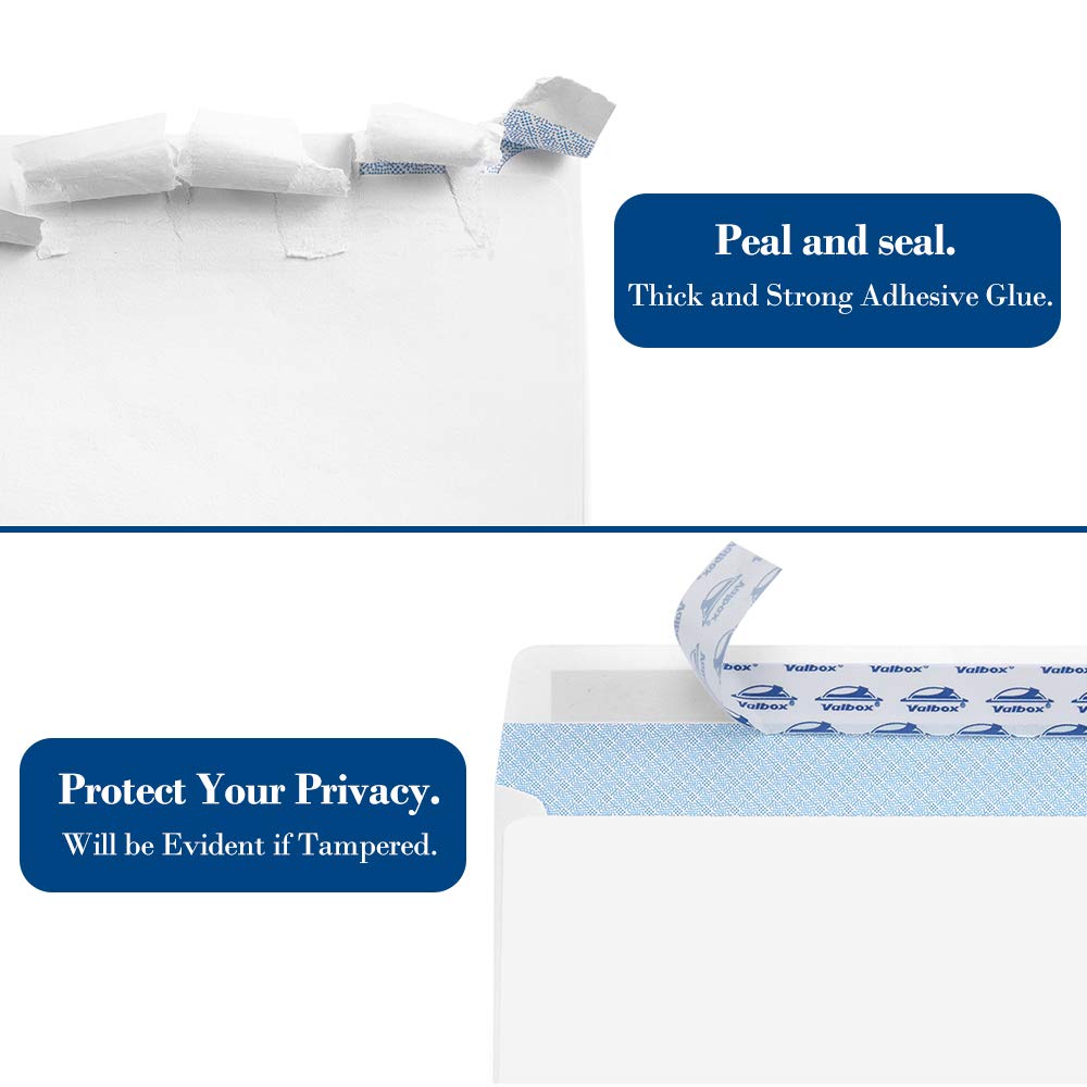 ValBox 500 Count #9 Self Seal Security Envelopes 3-7/8x8-7/8" Double Window Envelopes for QuickBooks Invoices, Business Statements and Legal Documents