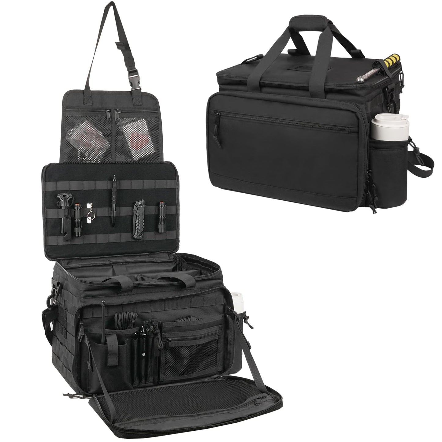 SCAVATA Patrol Bag Law Enforcement, Police Gear Car Front Seat Vehicle Organizer Bags with MOLLE System (Black)