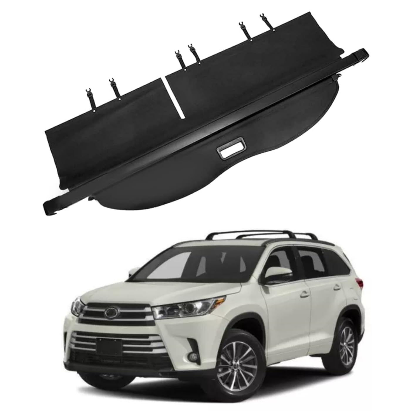 VESUL Retractable Cargo Cover Compatible with Toyota Highlander 2014 2015 2016 2017 2018 2019 Waterproof Security Shade Shield Tonneau Cover Luggage Privacy Screen with Extra Canvas Cover