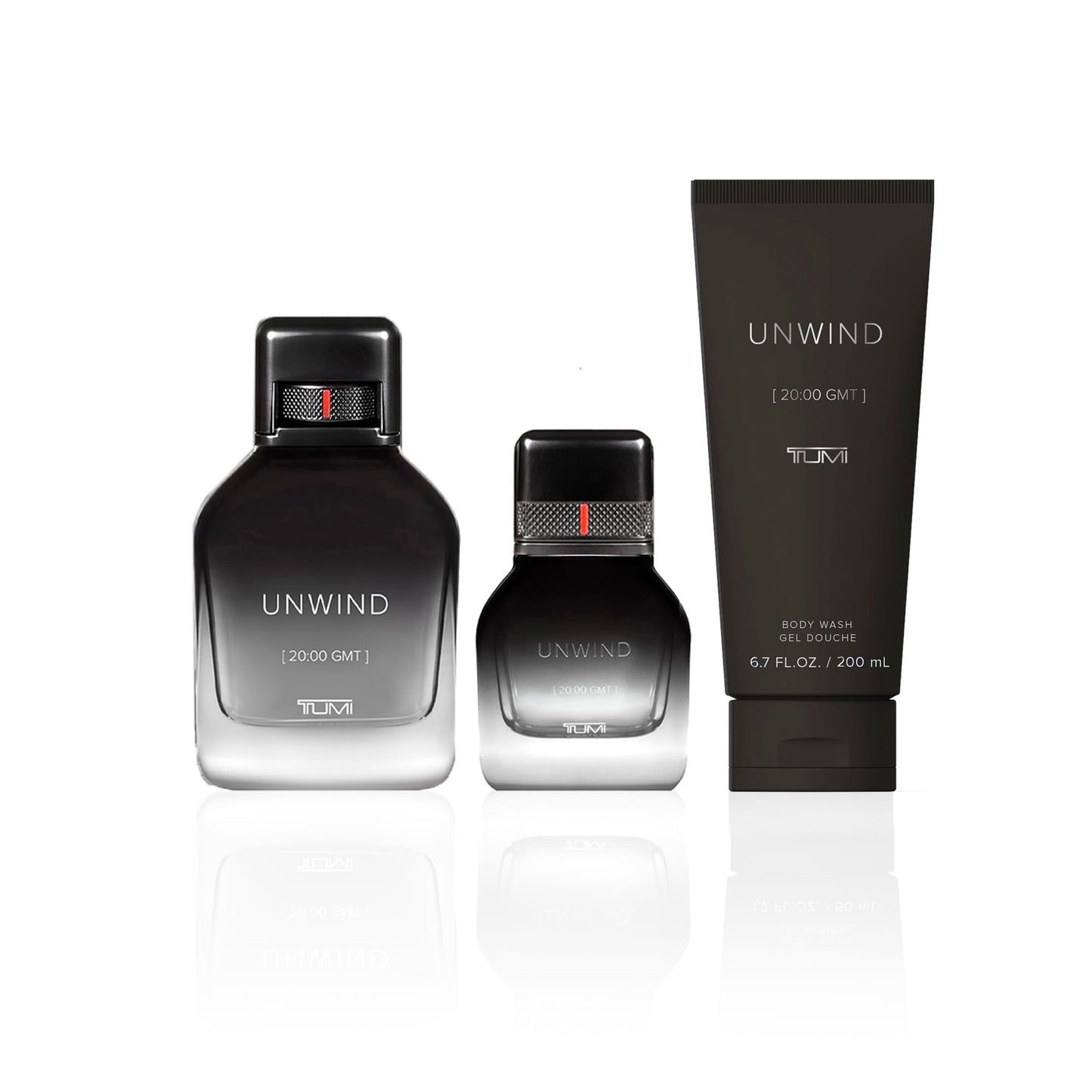 TUMI UNWIND [20:00 GMT] Gift Set - Warm Cologne & Body Wash for Men - 3.4 oz & 1.0 oz Eau de Parfum, 6.7 oz Body Wash