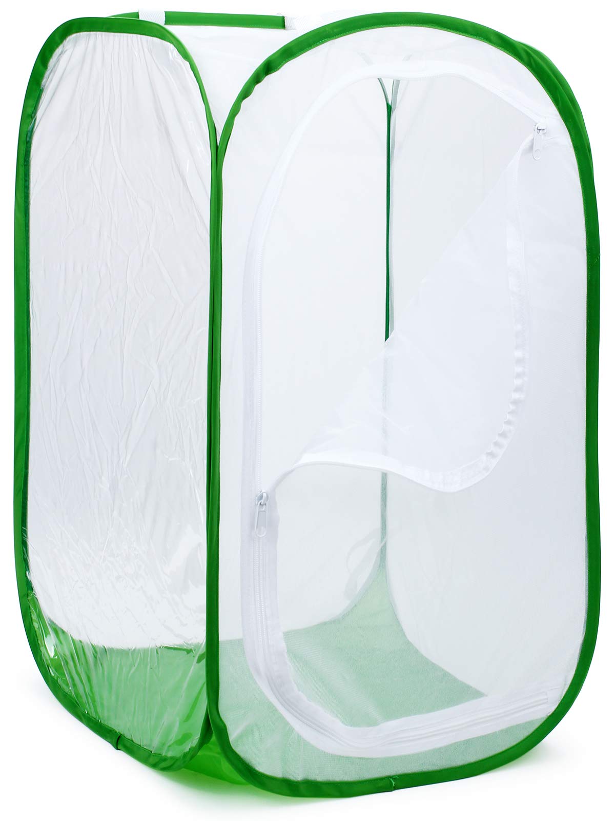 4 Feet Extra Large Monarch Butterfly Habitat, Giant Collapsible Insect Mesh Cage Terrarium Pop-up (White + Green, 28 x 28 x 48 Inches)