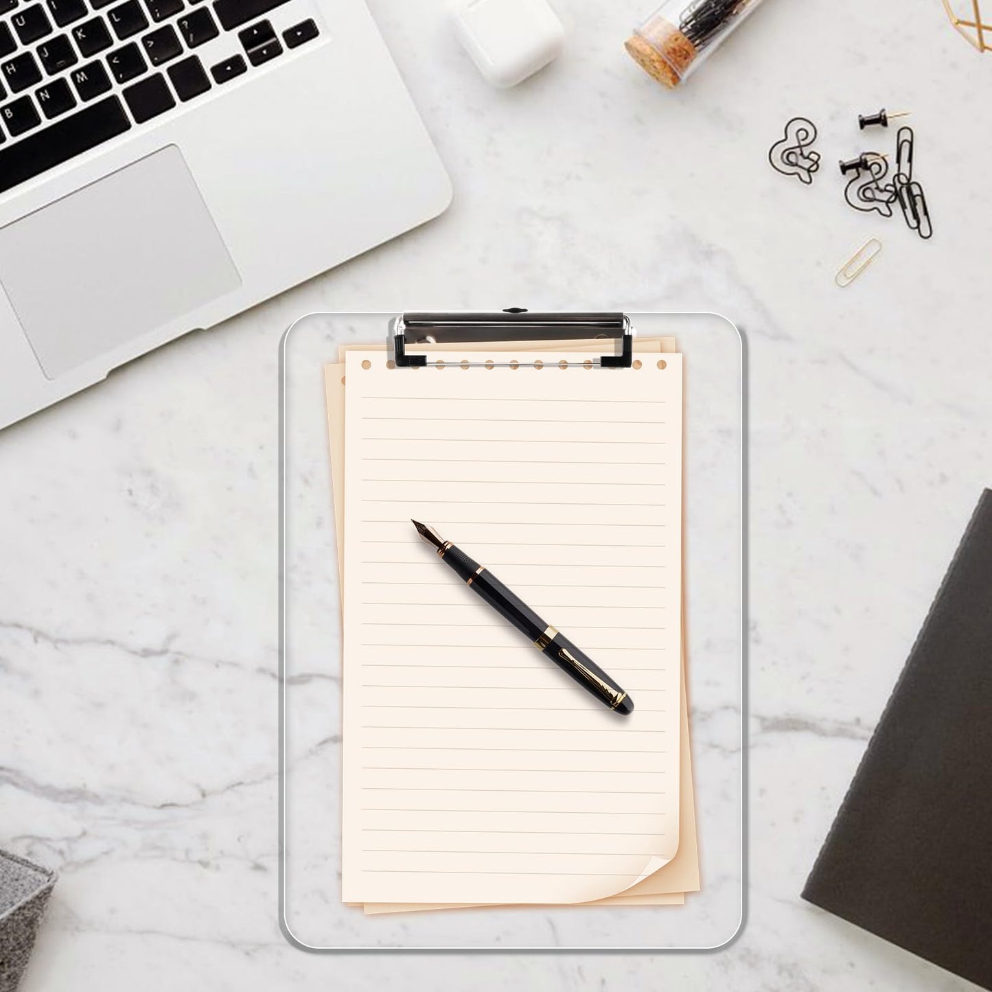 Macroclo Plastic Clipboards Set of 30, A4 Acrylic Clear Board 8.5x11 for Classroom, Students, Transparent Letter Size 9" x 12.5" with Low Profile Clip, Office & School Supply