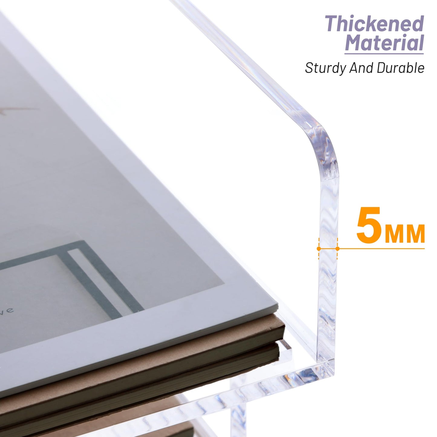 SANRUI Acrylic Paper Tray Organizer for Desk,Desk Organizers and Accessories,2 Pack Stackable Paper Organizer for Letter,Documents,Books,Magazines Crystal-Clear File Organizer