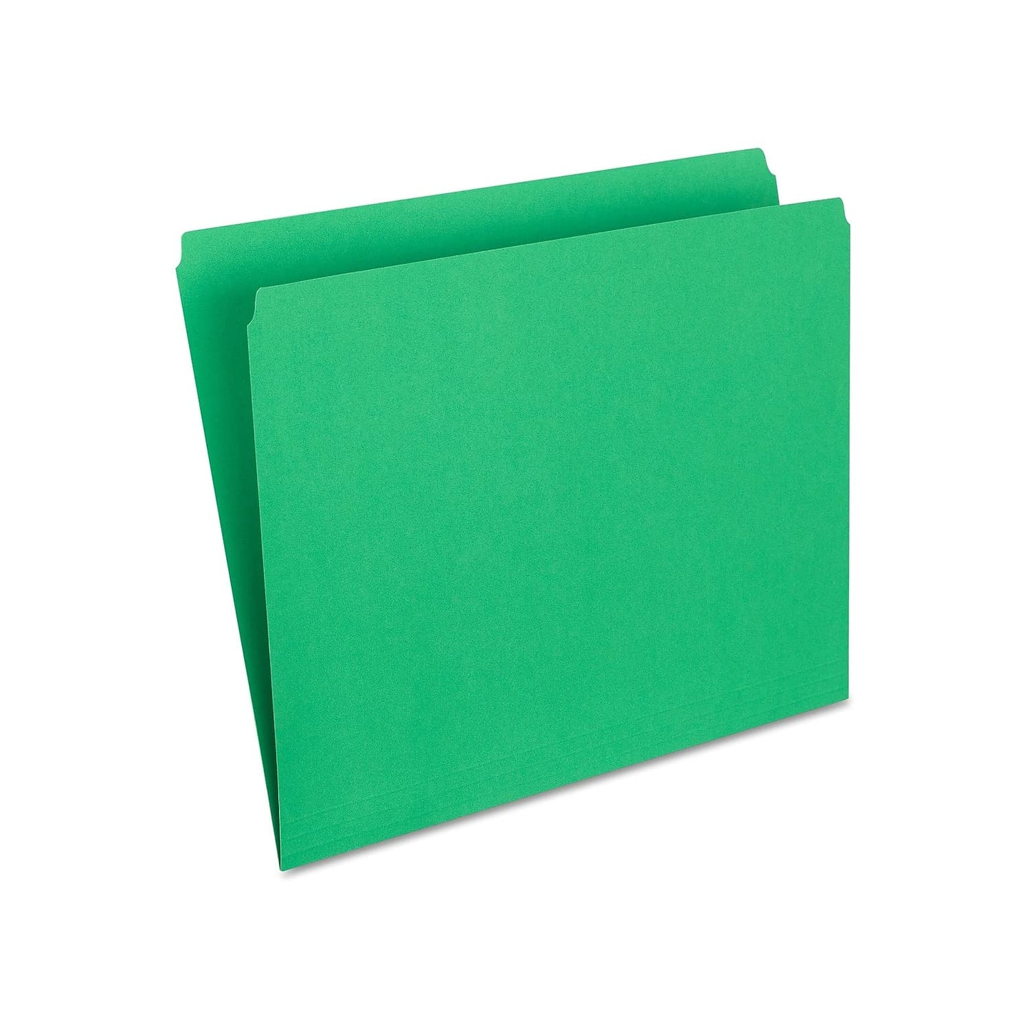 Staples Straight‑Cut Top‑Tab File Folders, Letter Size, Green, Durable Paper Stock, 100/Box