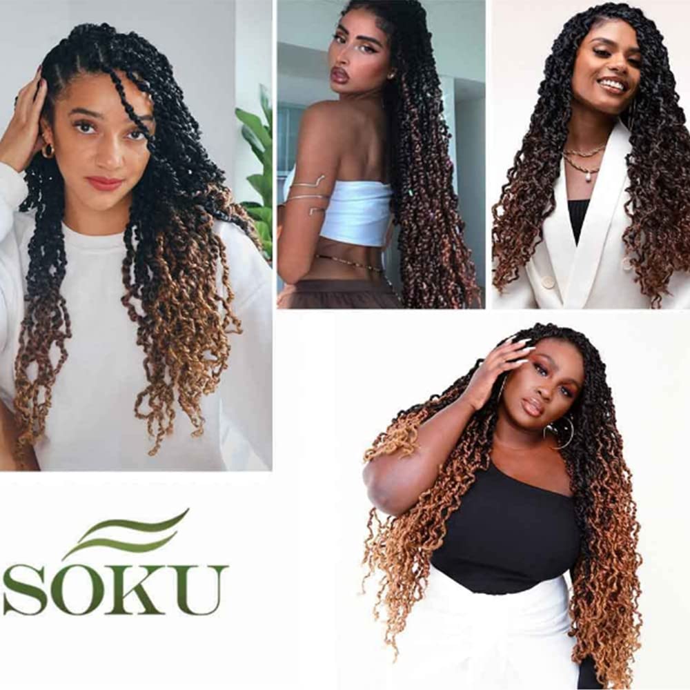 SOKU Mini Passion Twist Crochet Hair 20" - 8 Packs Pre Twisted Senegalese Twist Crochet Hair Bey-Blonde Pre-looped Synthetic Dreadlocks Bohemian Locs for Black Women