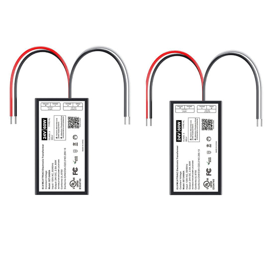 Dimmable LED Driver, Triac ELV/MLV LED Transformer Compatible with Lutron&Leviton Switches, Dimmable Led Power Supply for LED Light Stirps, Smooth Flicker Free Dimming (60W24V, 2)