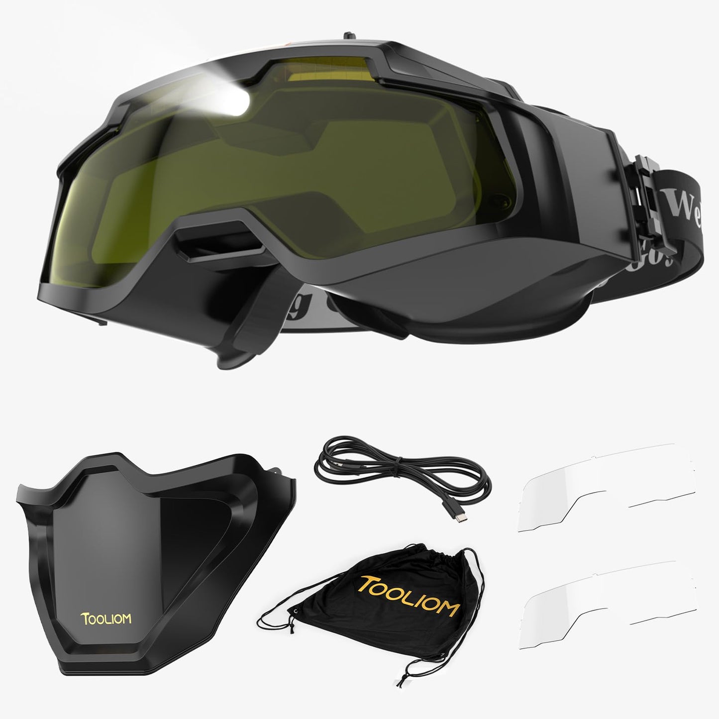 TOOLIOM Auto Darkening Welding Goggles 4 Arc Sensor Eye Protection Safety Goggles Welding Glasses with 𝐋𝐄𝐃 𝐋𝐢𝐠𝐡𝐭𝐢𝐧𝐠 & 𝐓𝐘𝐏𝐄-𝐂 𝐂𝐡𝐚𝐫𝐠𝐢𝐧𝐠 for MIG TIG Stick