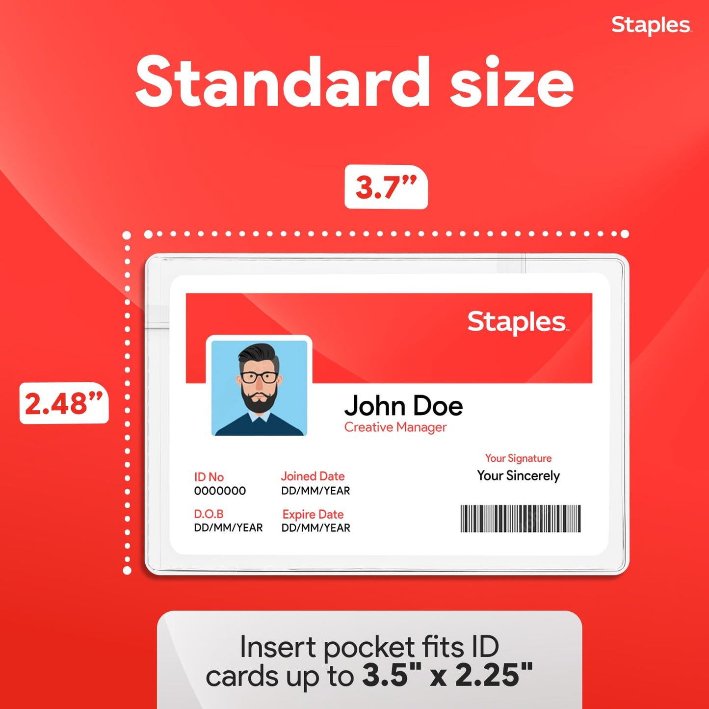Staples Magnetic Badge Holders, Credit Card Size, Clear Horizontal ID Holders with Secure Magnet Backing, 25‑Pack