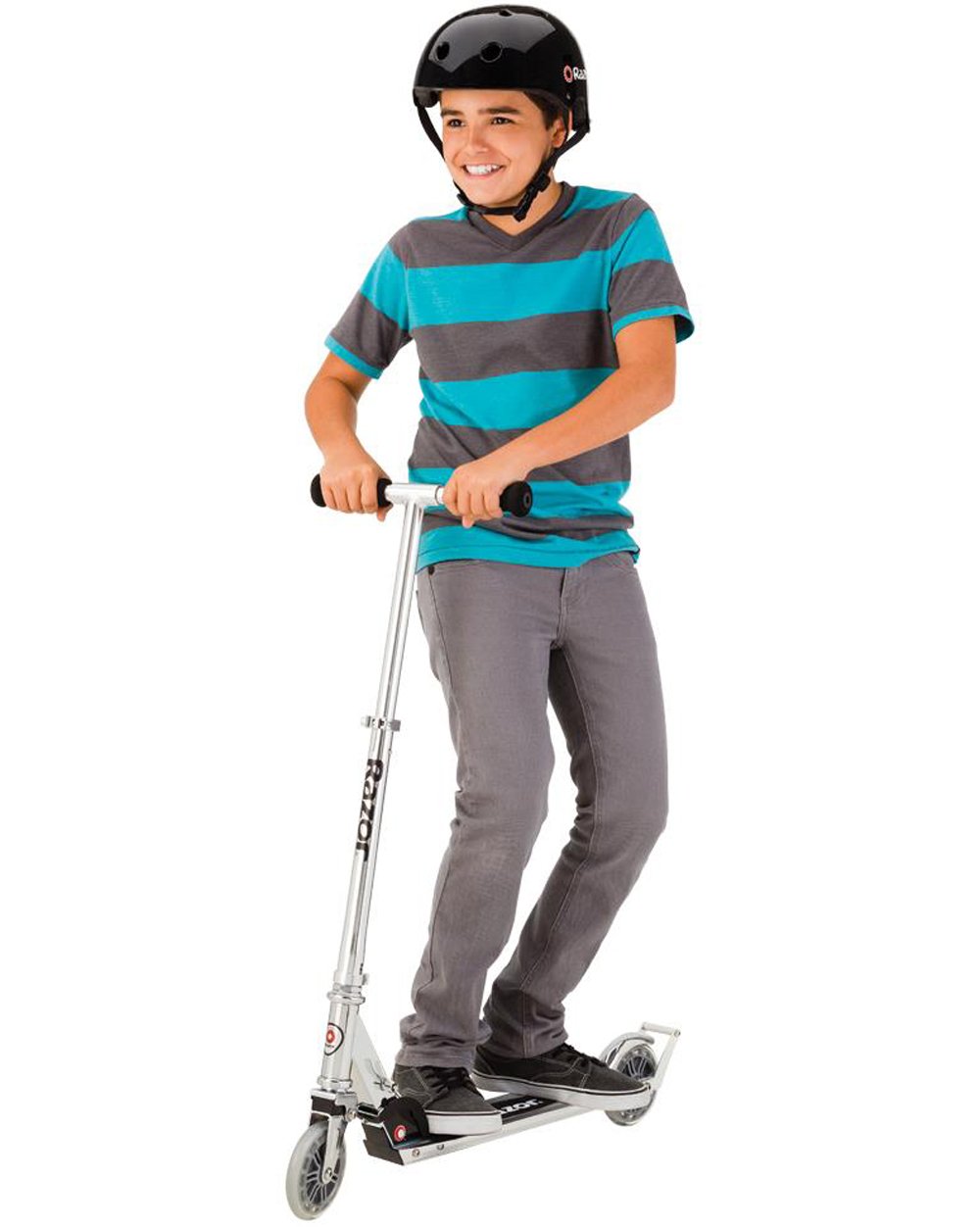 Razor A3 Kick Scooter for Kids - Larger Wheels, Front Suspension, Wheelie Bar, Lightweight, Foldable, and Adjustable Handlebars