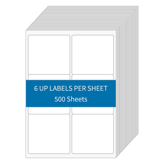 BESTIKER [500 Sheets 3000 Labels] Shipping Labels 3 1/3"x4" Printable White 6 up Labels for Laser/Inkjet Printers, Mailing FBA Address Label Sticker Paper - Permanent Adhesive Label Blank