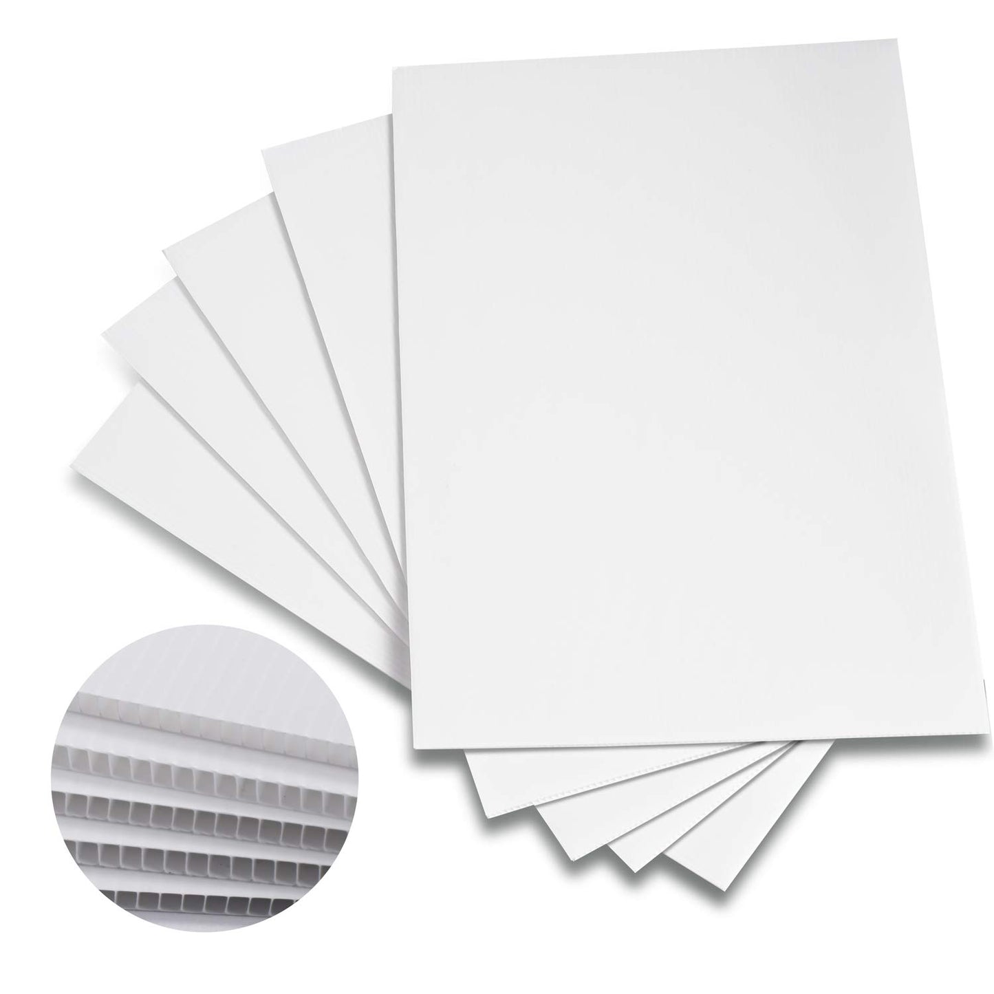Corrugated Plastic Sheet for Indoor and Outdoor Use - 3/16 Inch Thick Poster Board, 24x36 Inches - Pack of 5 White Plastic Board Sheets - Waterproof Coroplast Sheets and Lightweight Blank Yard Signs