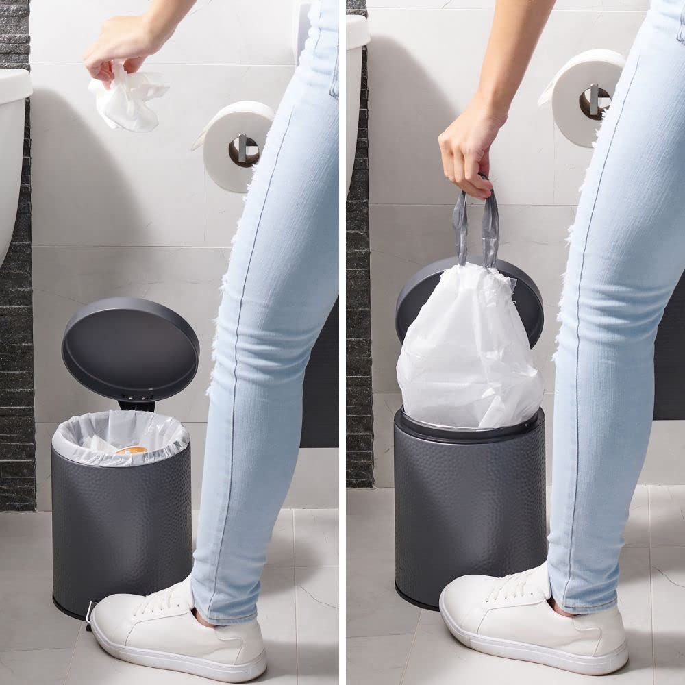 Plasticplace Custom Fit Trash Bags, Compatible with Simplehuman Code L (200 Count) White Drawstring Garbage Liners 4.8 Gallon / 18 Liters, 16.75" x 24.5"