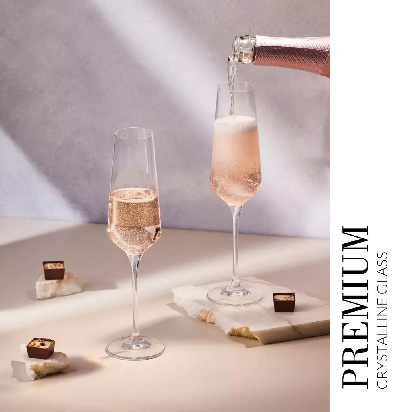 Krosno Crystal Champagne Flute Glasses, Set of 6, 6.1 oz, Avant-Garde Collection, Classic Shape for Timeless Style, Ideal for Mimosas, Prosecco, Sparkling Wine, Dishwasher Safe, Made in Europe