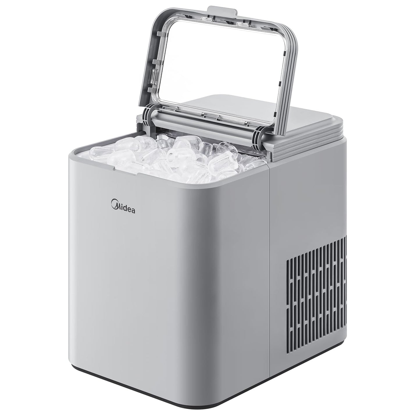 Midea MERI26B1AGY Countertop Bullet-Ice Maker, 8 Ice Bullets Ready in 6 Minutes, 26lbs/24H, Self-Cleaning Function with Ice Scoop and Basket for Home/Office/RV