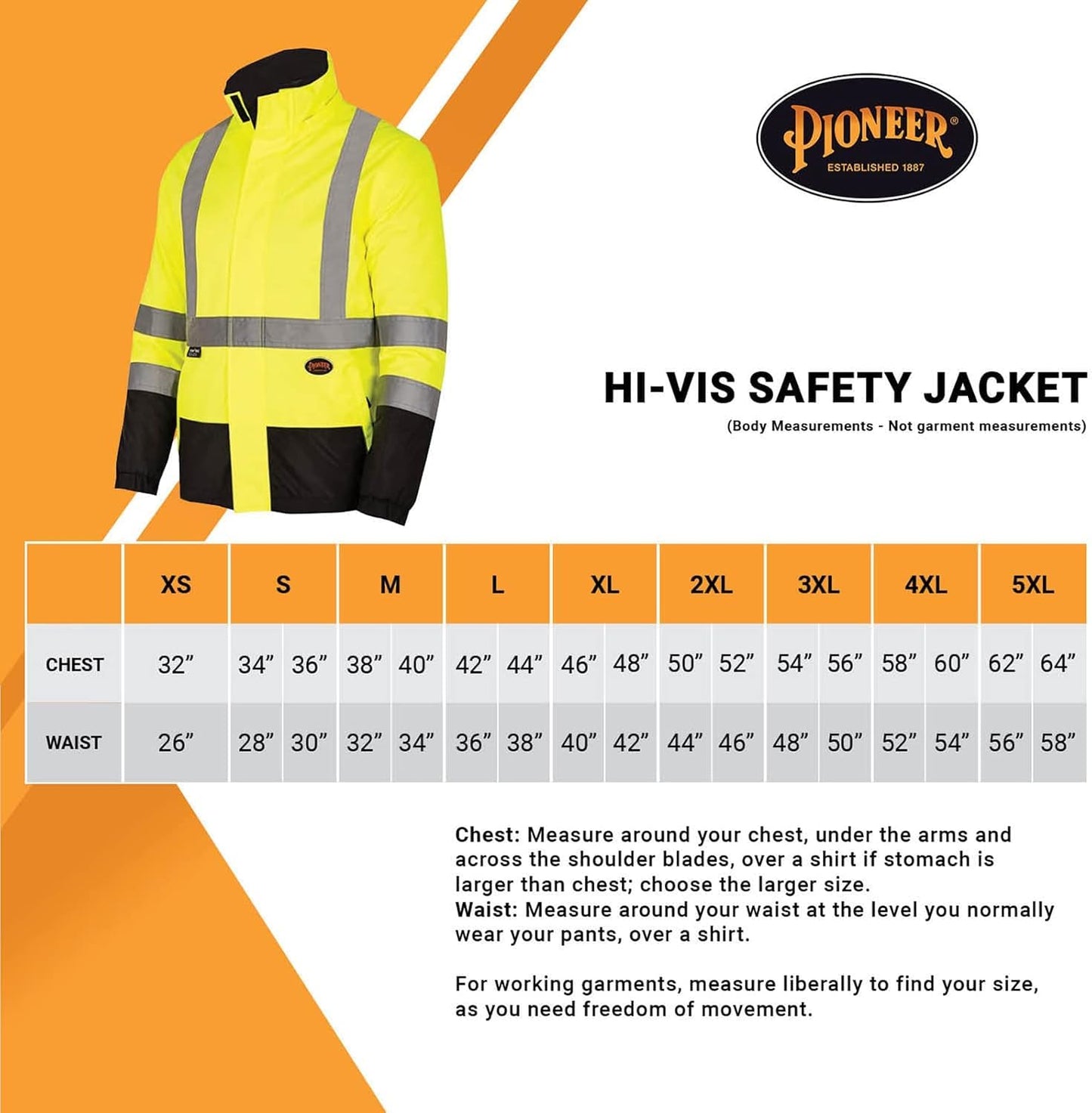 Pioneer Hi Vis 2-in-1 Safety Rain Jacket for Men & Women - Reverses to Black Puffer - Reflective Waterproof Gear - Class 3