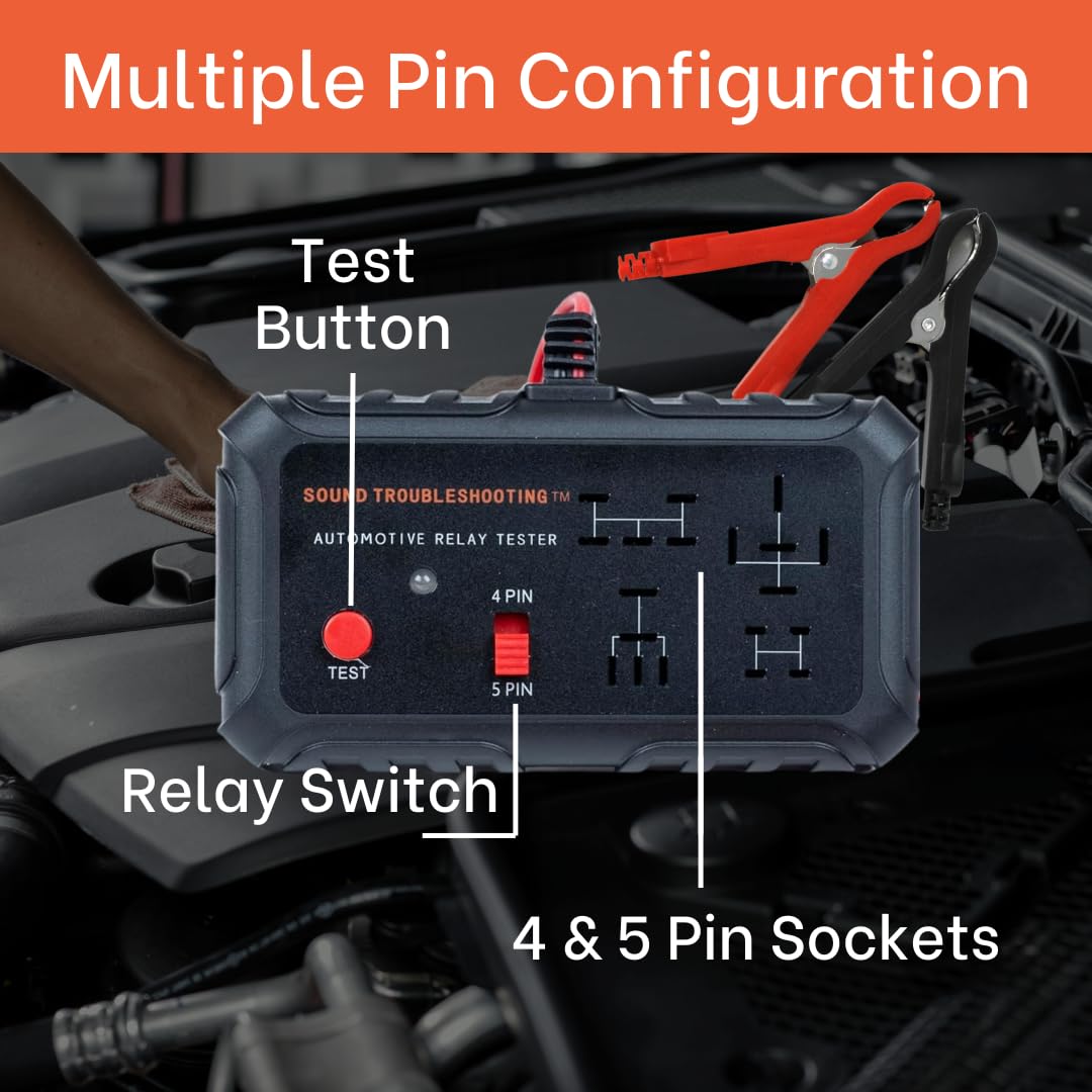 Sound Troubleshooting Automotive Relay Tester With Relay Puller - 12V Auto Relay Diagnostic Tool, Car Relay Tester with Battery Clips, Relay Testing Kit, Electrical Systems Tool | Patented