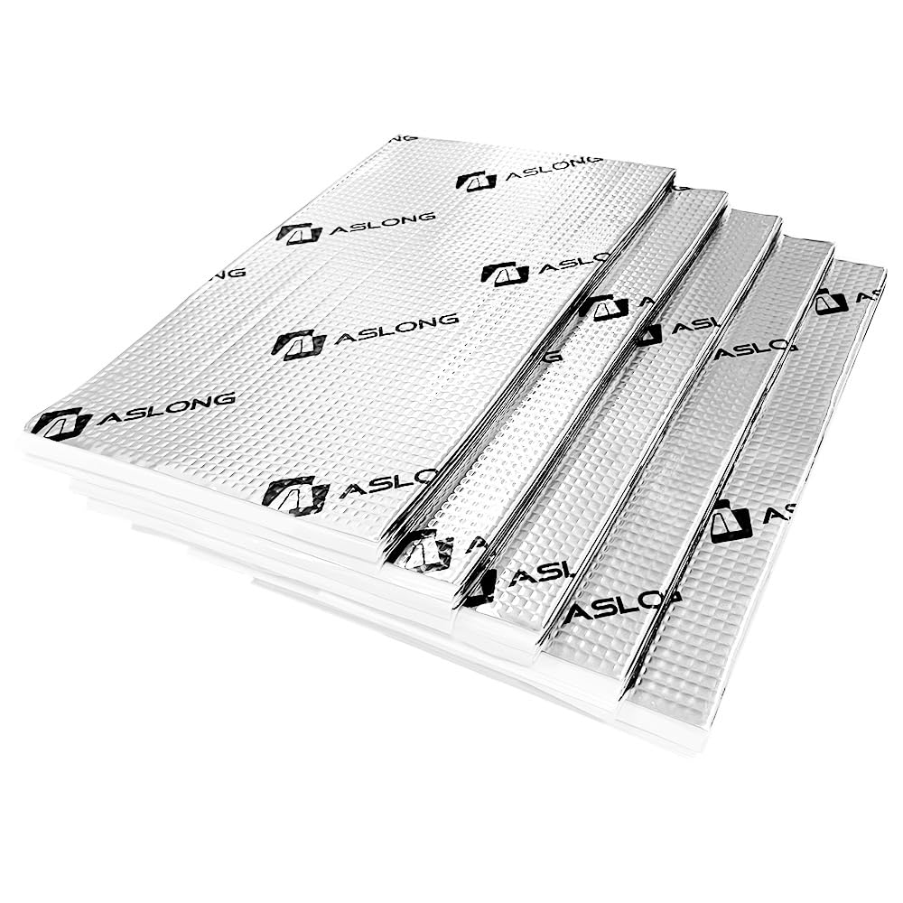 ASLONG 80 mil 26.9 sqft Car Sound Deadening Mat, Butyl Automotive Sound Deadener, Audio Noise Insulation and dampening Material, Silver