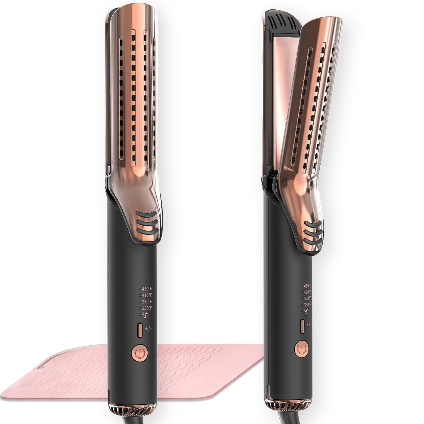 MESCOMB Upgraded 360° Airflow Styler Curling Iron - Keratin Hair Straightener and Curler 2 in 1, 1.5 Inch Titanium Ionic Curling Iron for Lasting Curls, 4 Temps, Dual Voltage for International Travel