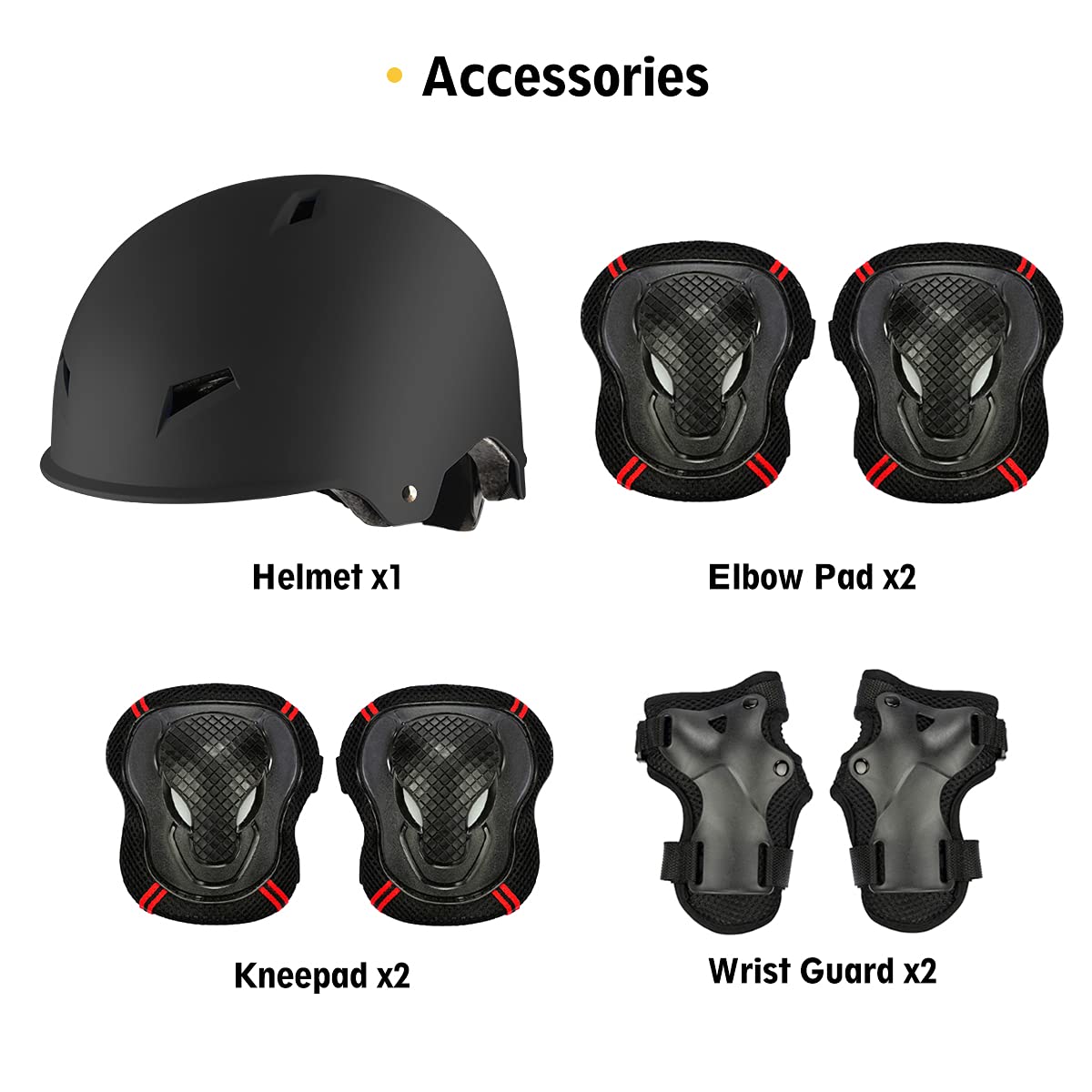 Skateboard Bike Helmet for Adults Adjustable Knee Elbow Pads Wrist Guards Protective Gear Helmets Set Teens for Bicycle Cycling Skate Scooter Bicycle Helmet