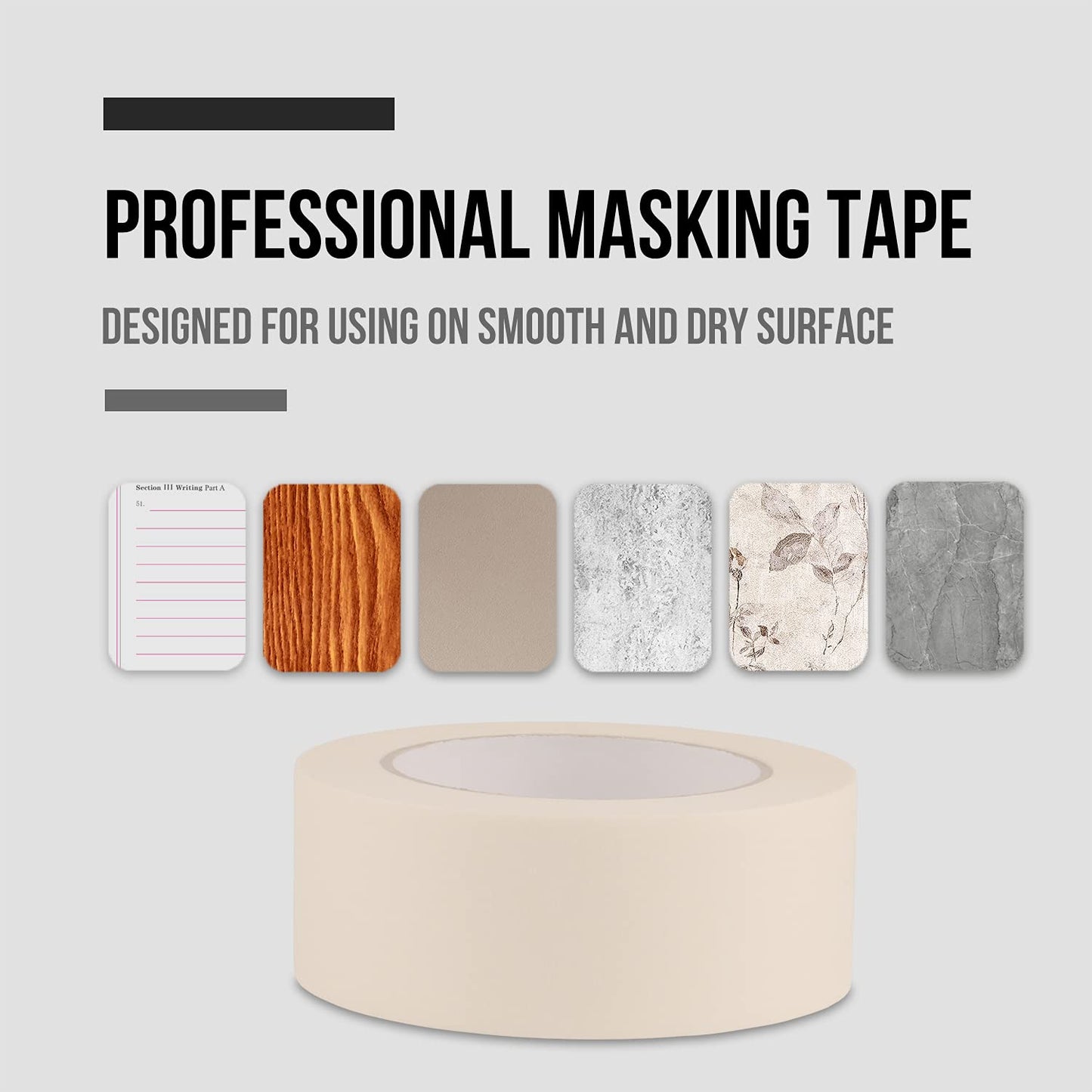 Lichamp Wide Masking Tape 2 inches, 10 Pack General Purpose Masking Tape Bulk Multipack for Basic Use, 1.95 inches x 55 Yards x 10 Rolls (550 Total Yards)